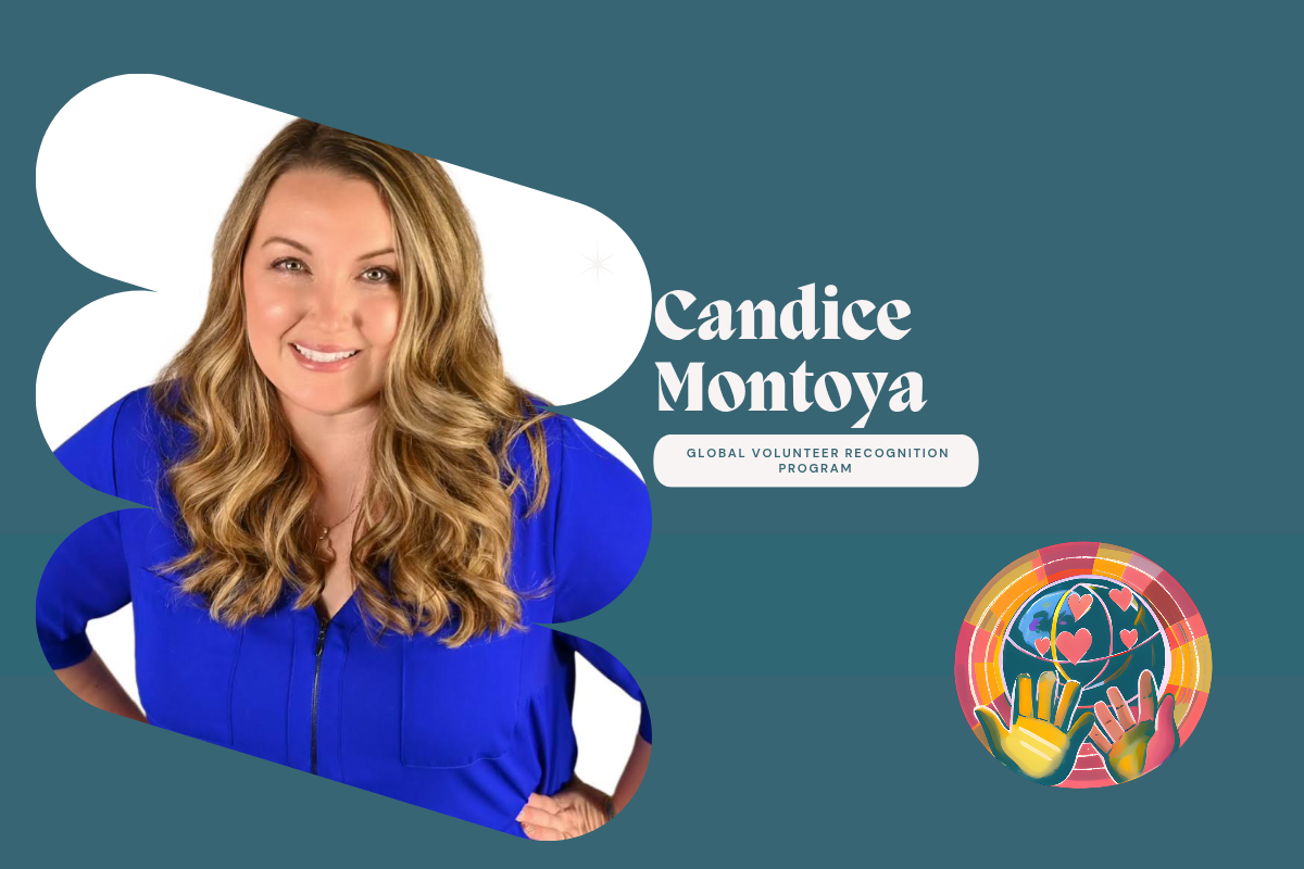 Candice Montoya Woman wearing a blue blouse with a plain background
