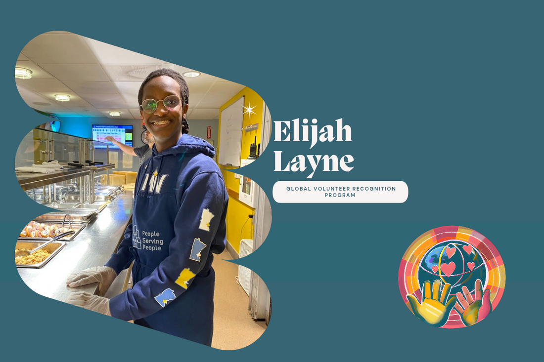 Elijah Layne young man helping serve food