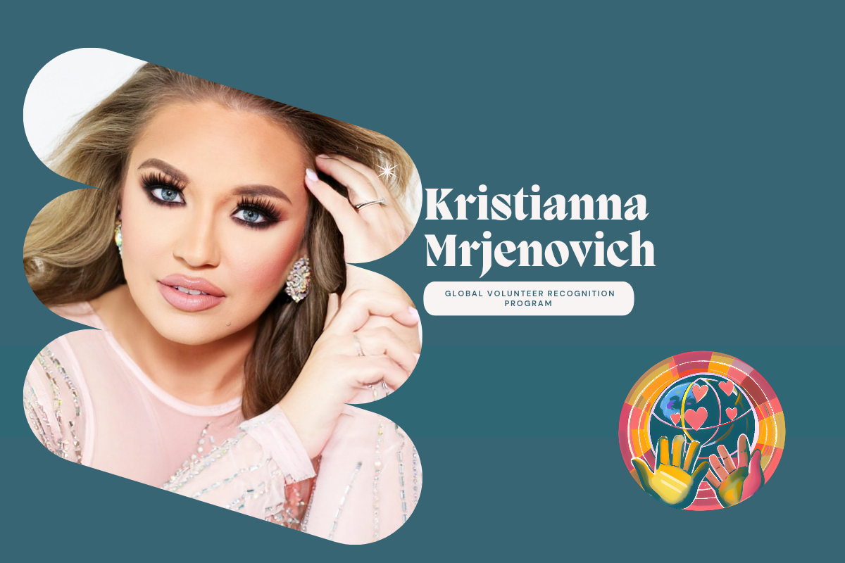 Kristianna Mrjenovich Woman with styled hair and makeup wearing a pink dress with sequins.