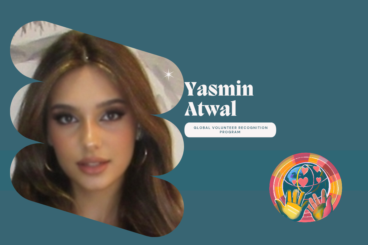 Yasmin Atwal Close-up of a woman with long brown hair and makeup against a neutral background