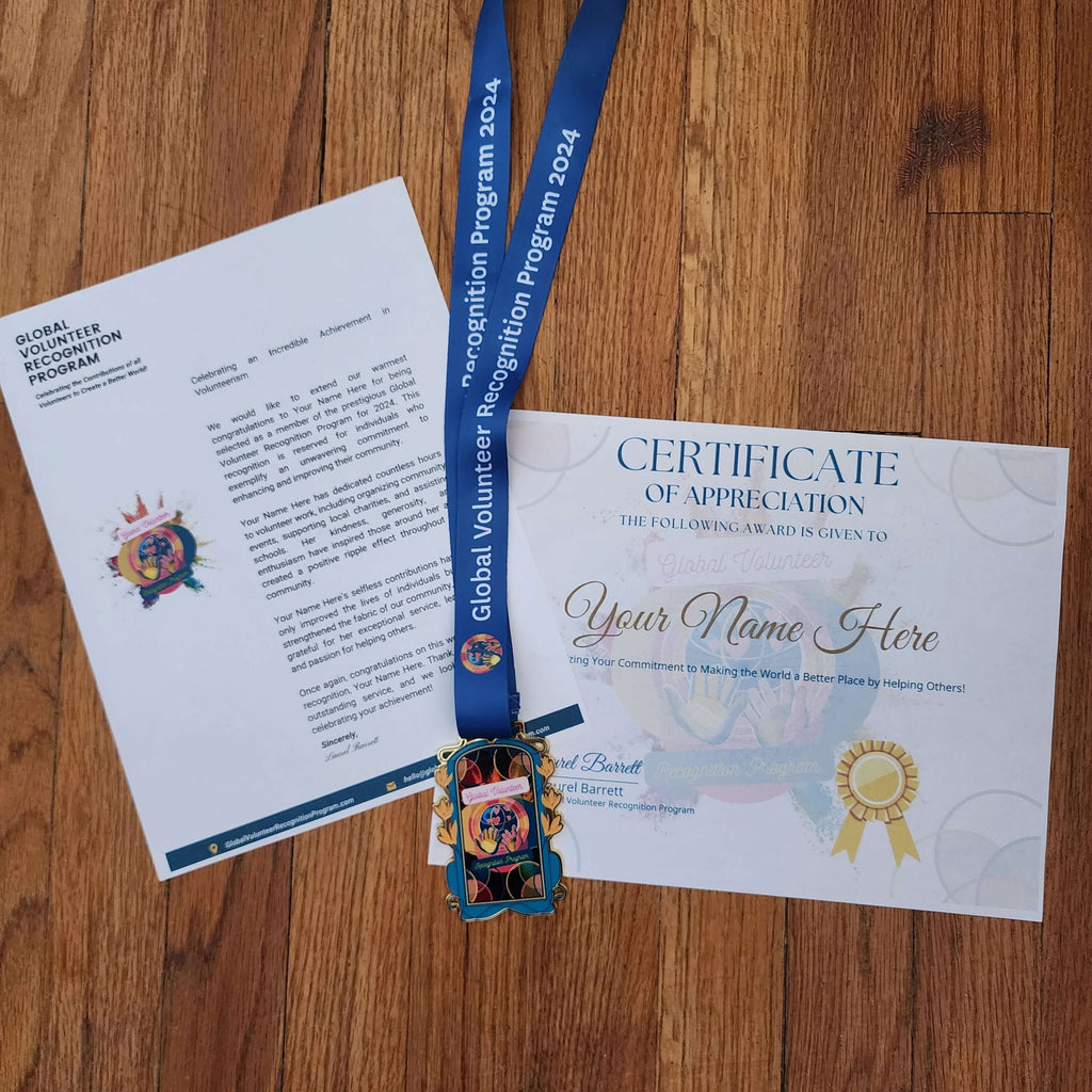 Certificate of Appreciation, letter, and decorative ribbon on a white background