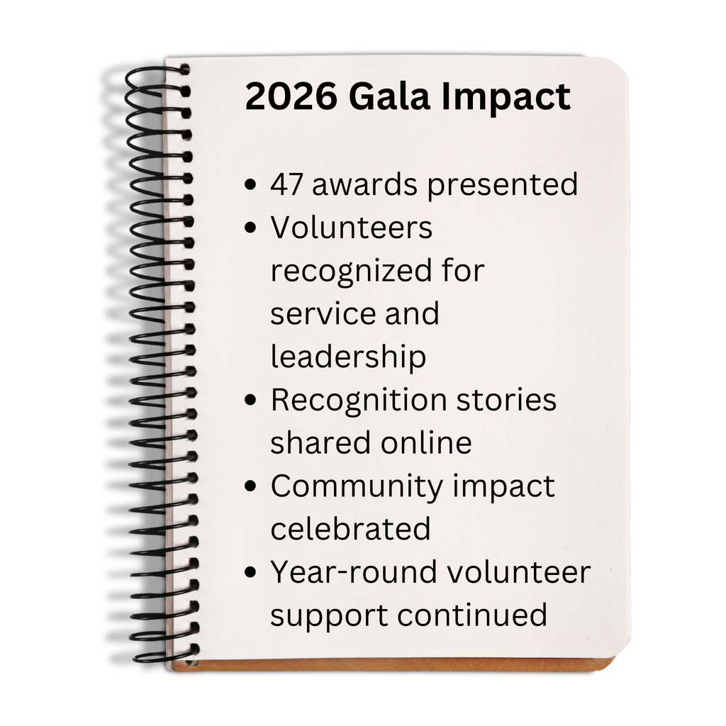 2026 Global Volunteer Awards Gala impact showing 47 awards presented and volunteers recognized for service, leadership, and community impact.