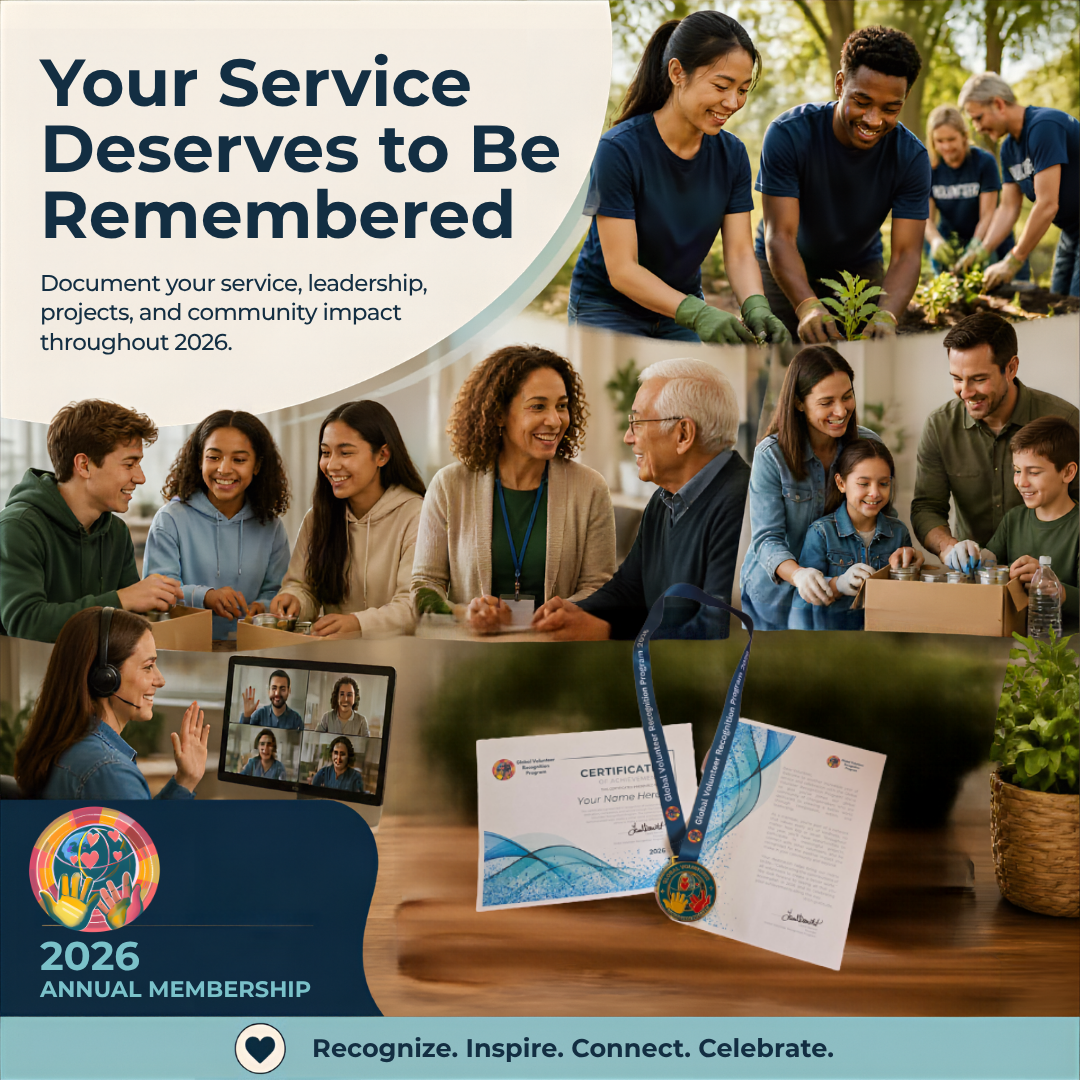 Promotional collage for a service or annual membership offering, featuring people working together in outdoor and indoor settings, a certificate, a medal, and text reading 'Your Service Deserves to Be Remembered' and '2026 Annual Membership.' Because multiple people and real environments are present, this fits Lifestyle rather than Product/Packaging.