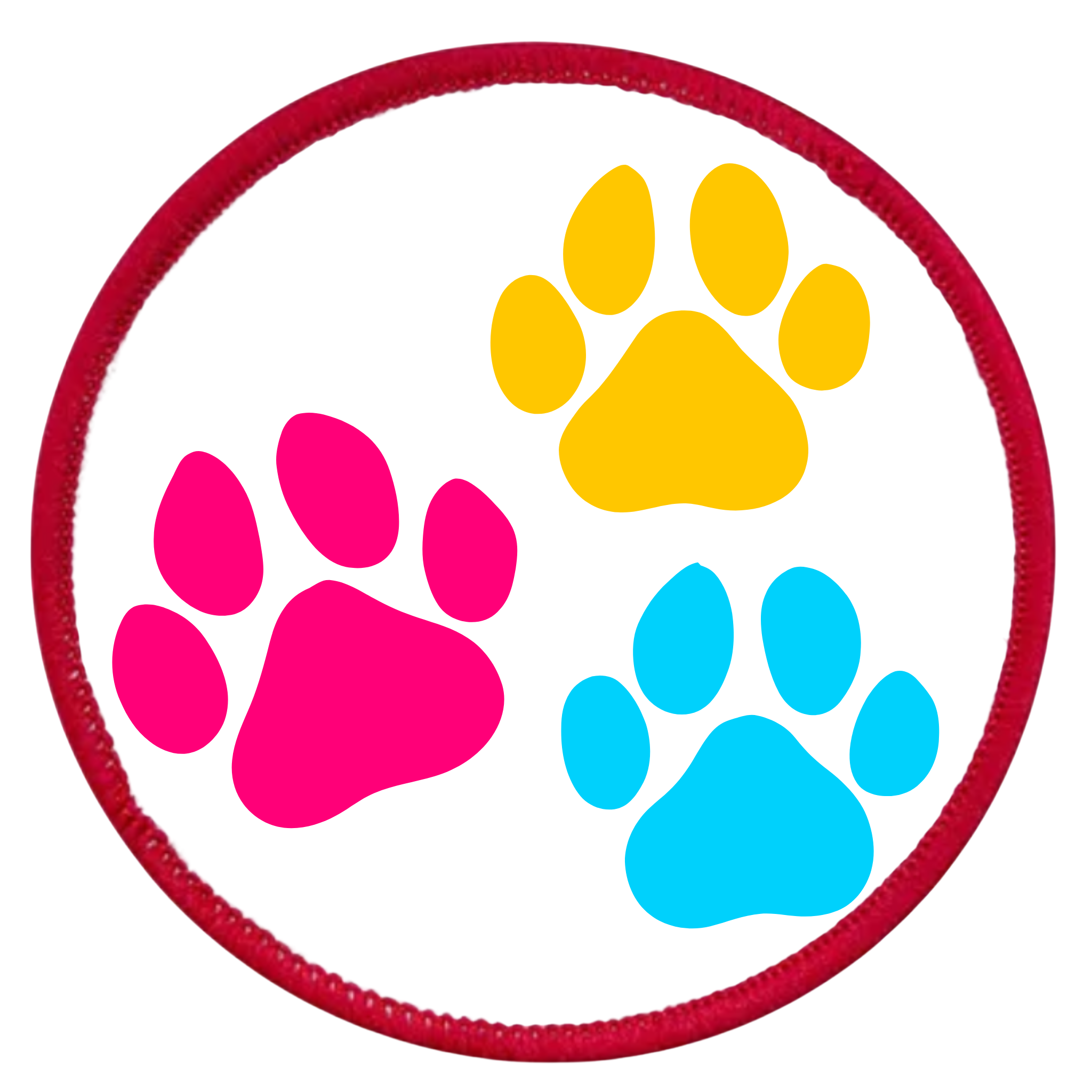 Animal Ally Badge Colorful paw prints on a circular blue border