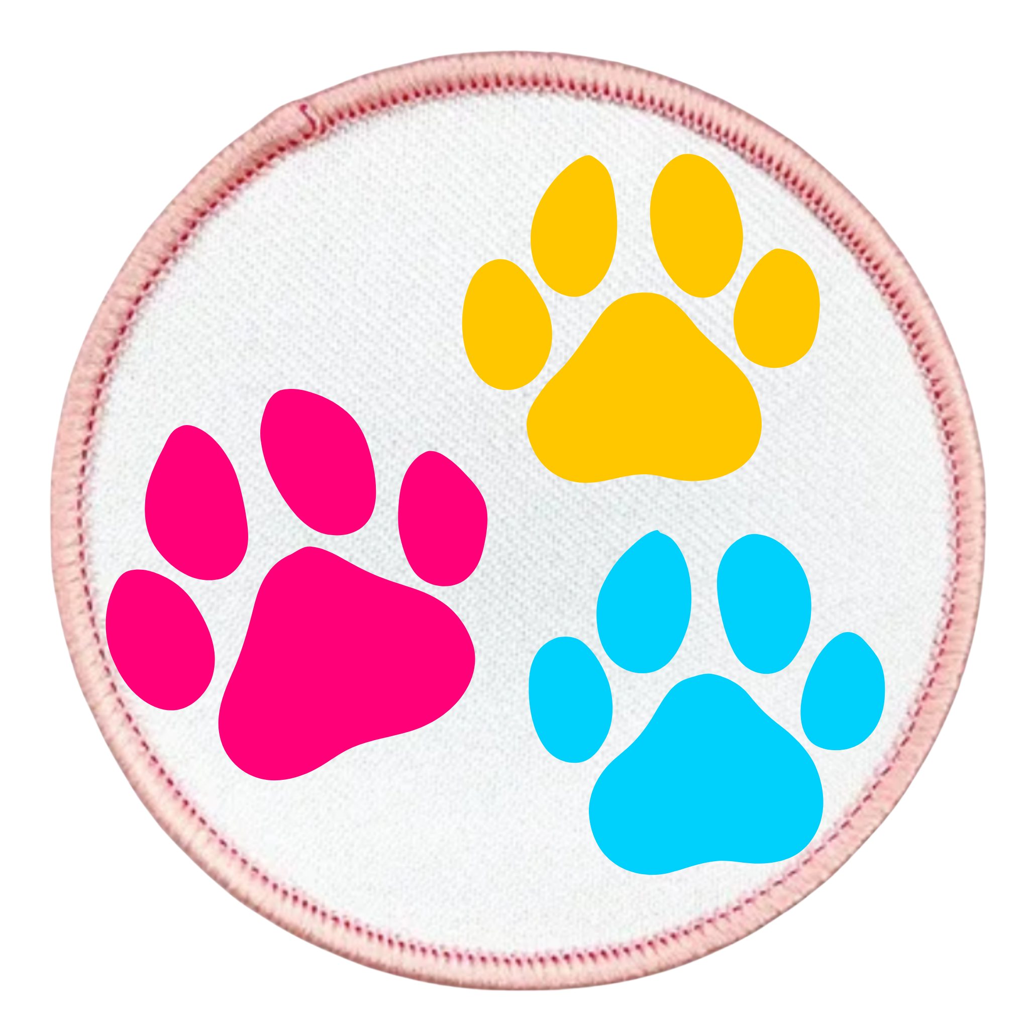 Animal Ally Badge Colorful paw prints on a circular blue border