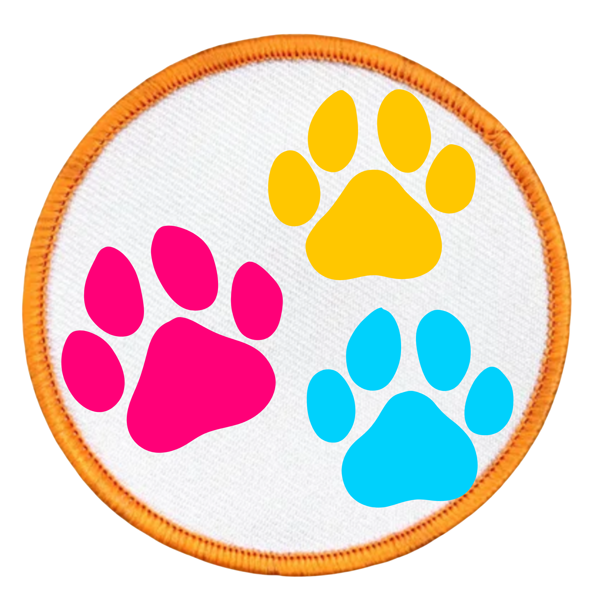 Animal Ally Badge Colorful paw prints on a circular blue border