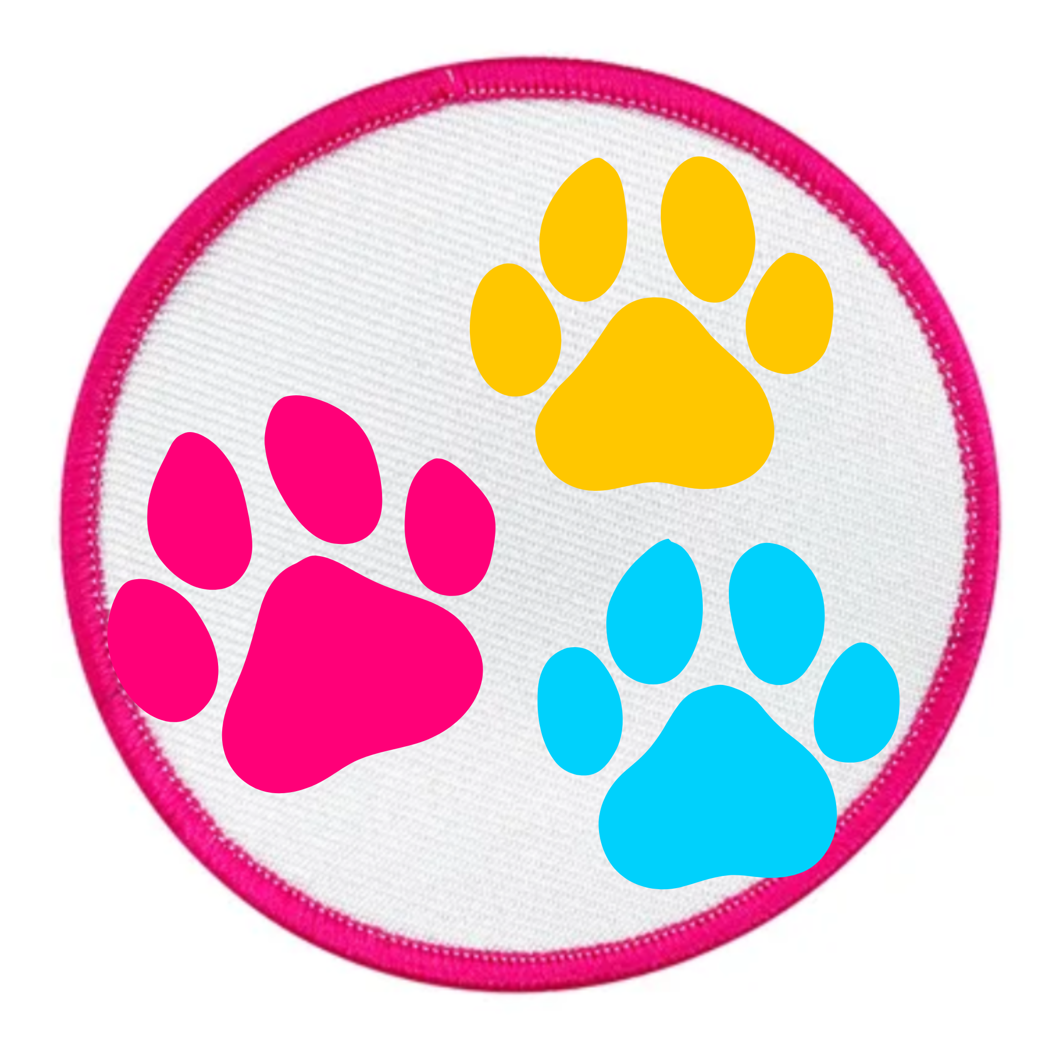 Animal Ally Badge Colorful paw prints on a circular blue border