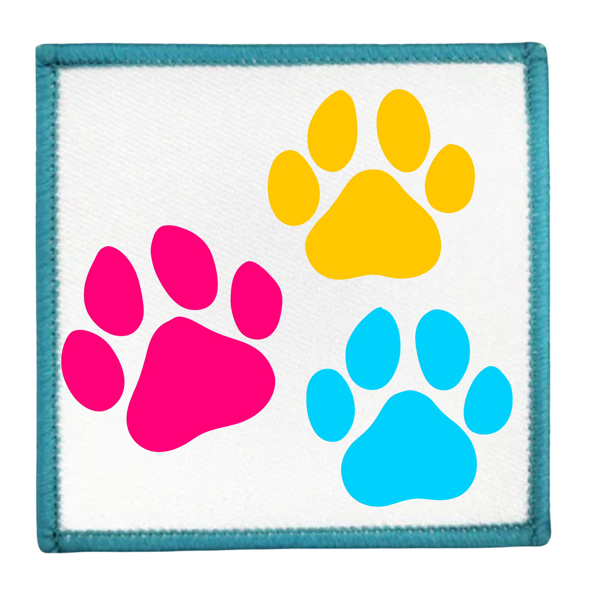 Animal Ally Badge Colorful paw prints on a circular blue border