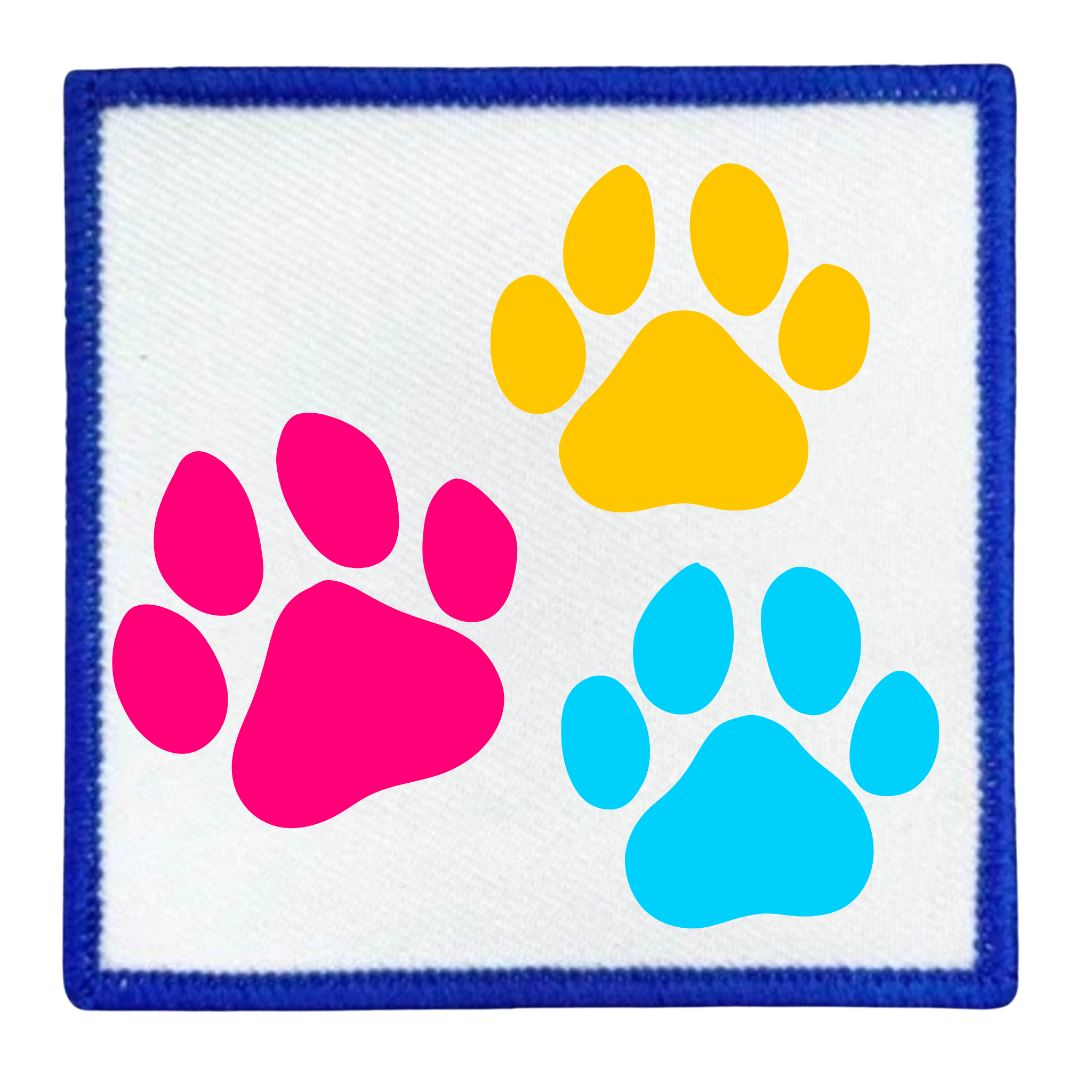 Animal Ally Badge Colorful paw prints on a circular blue border