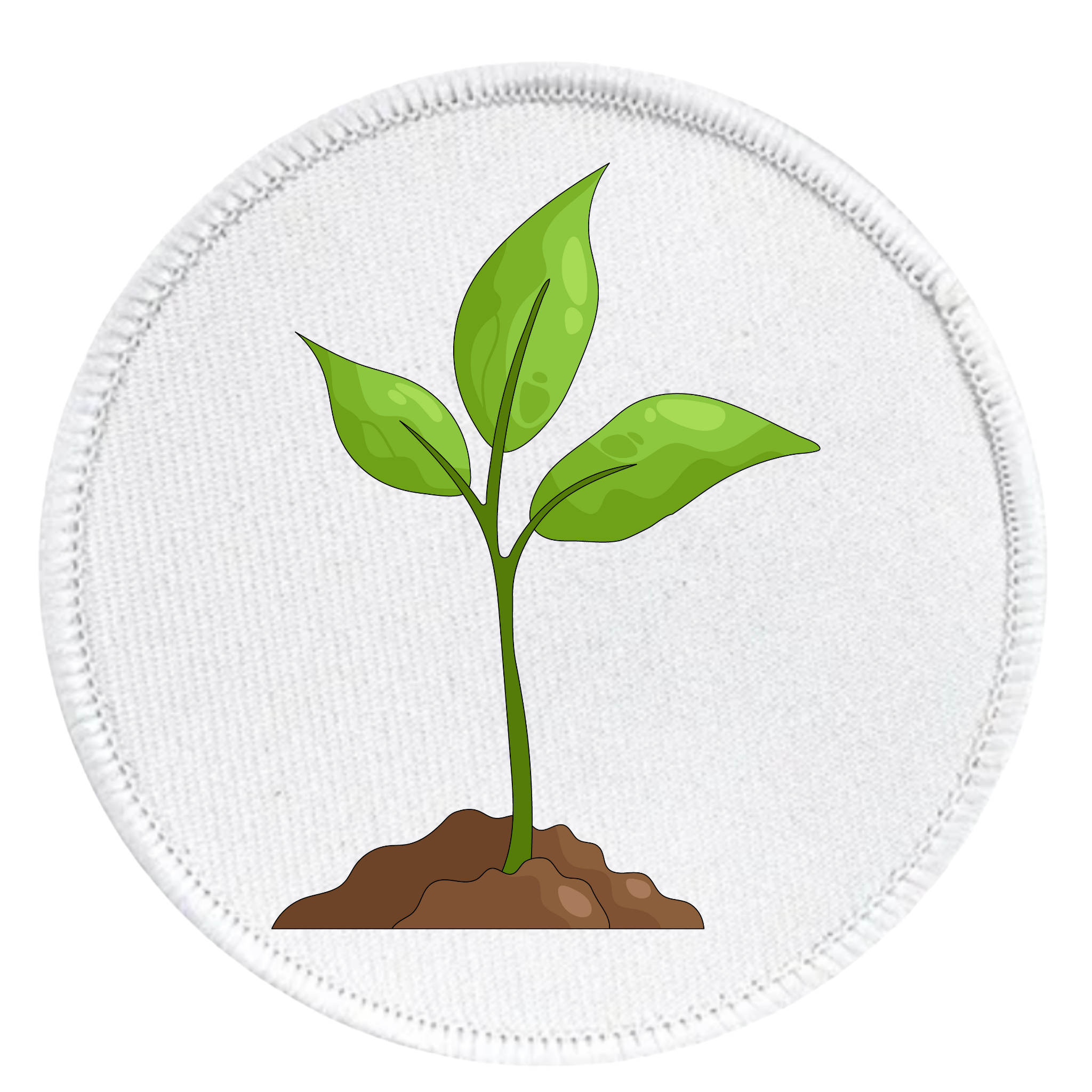 Earth Advocate Badge Illustration of a green plant with a blue circular border on a white background