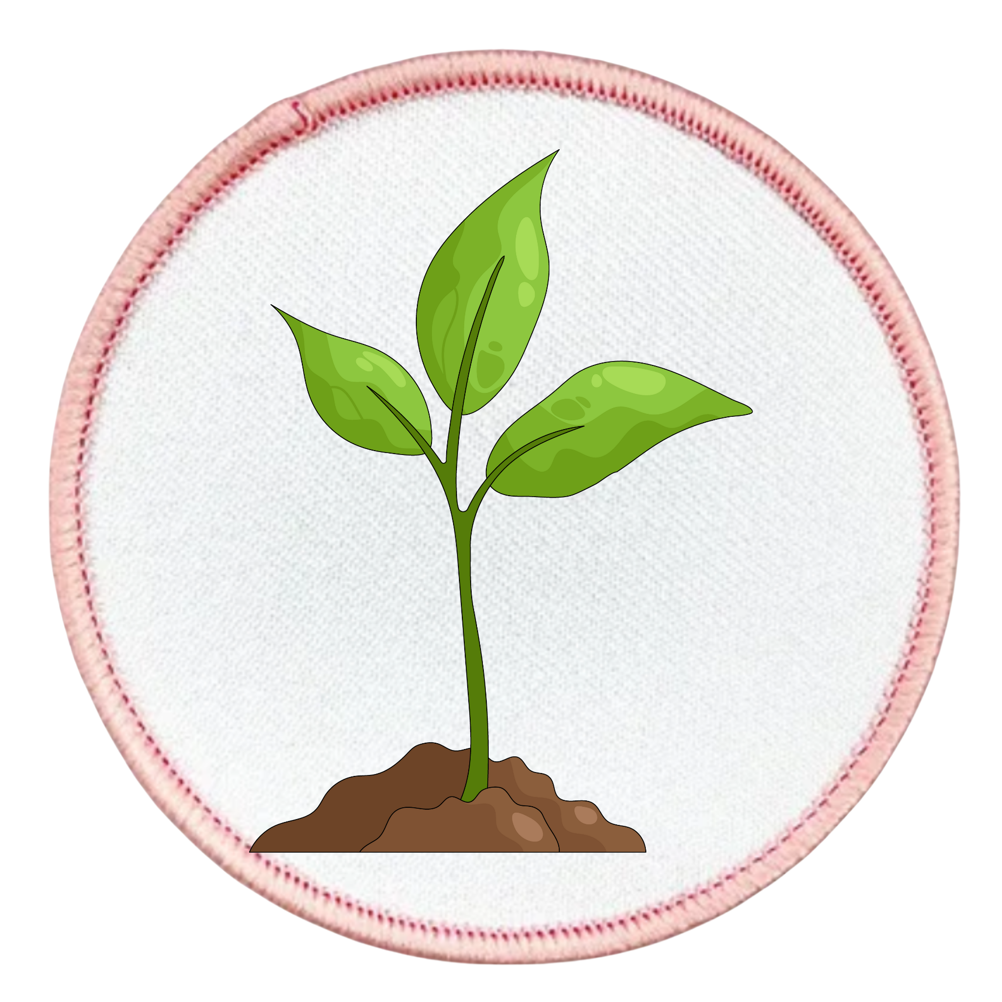 Earth Advocate Badge Illustration of a green plant with a blue circular border on a white background