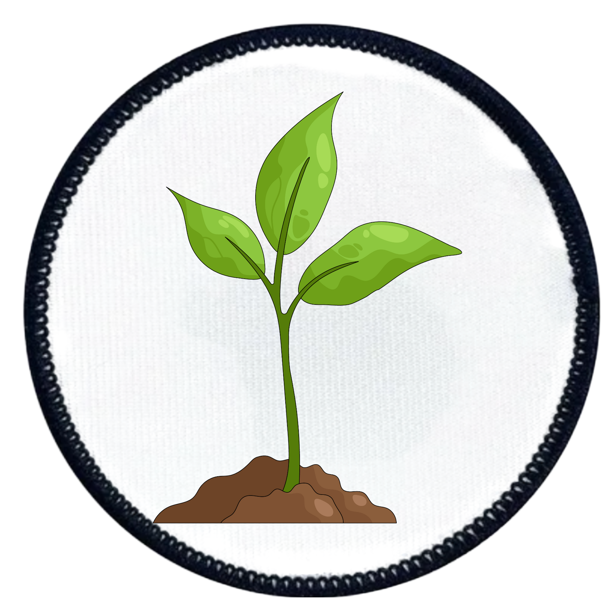 Earth Advocate Badge Illustration of a green plant with a blue circular border on a white background