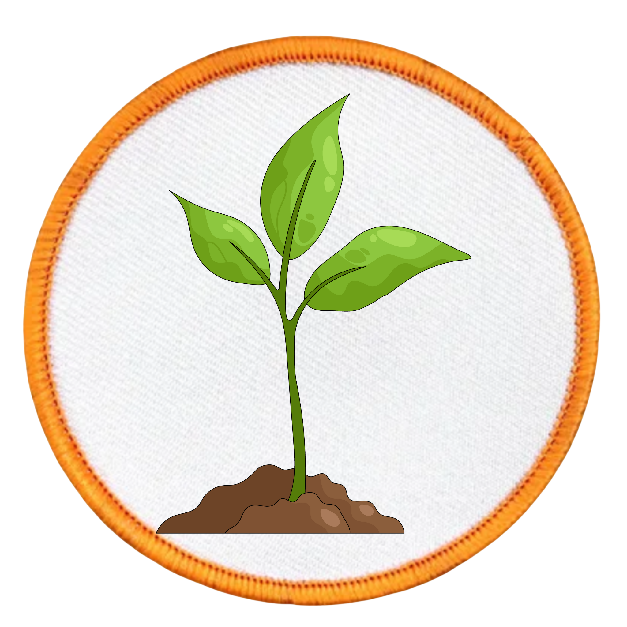 Earth Advocate Badge Illustration of a green plant with a blue circular border on a white background