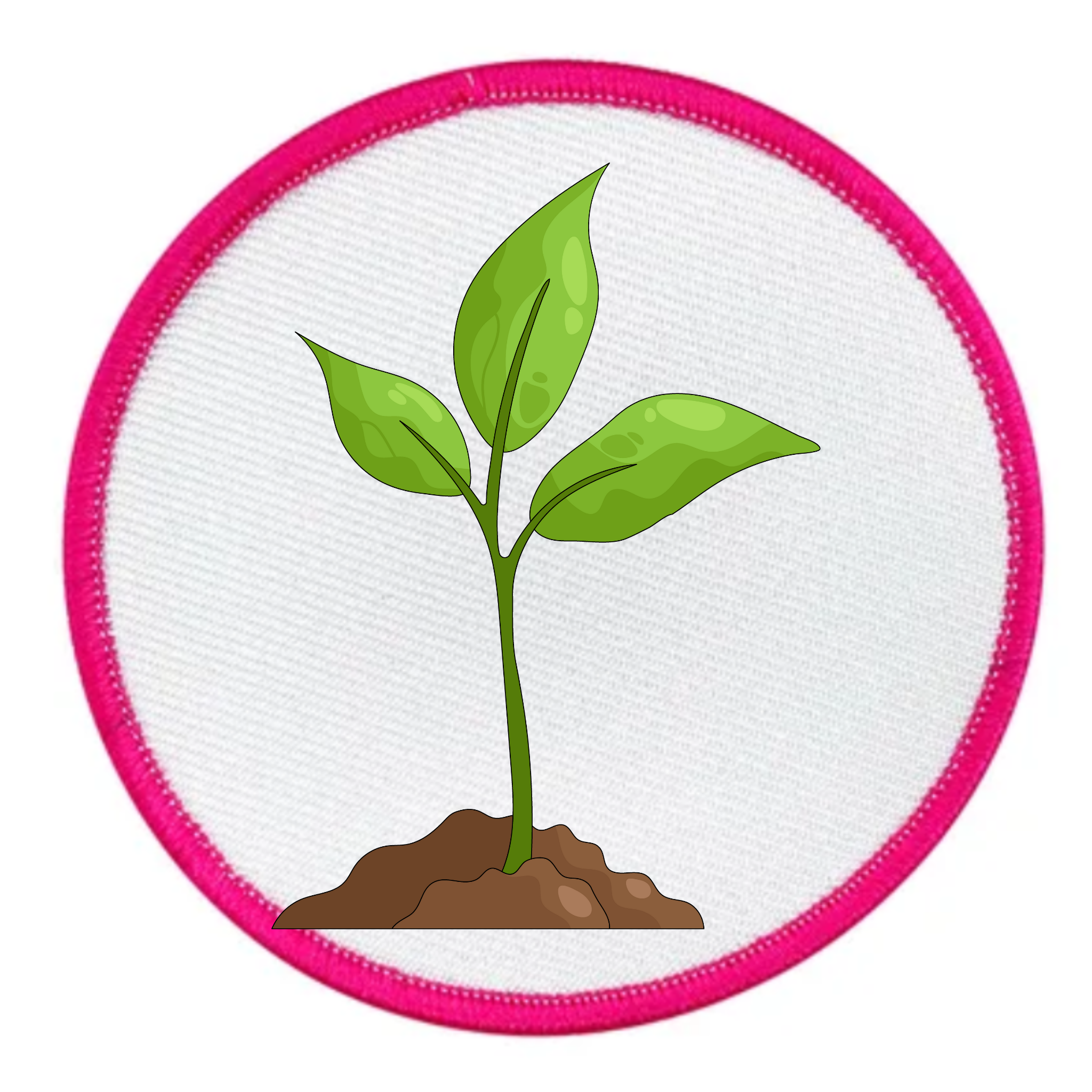 Earth Advocate Badge Illustration of a green plant with a blue circular border on a white background