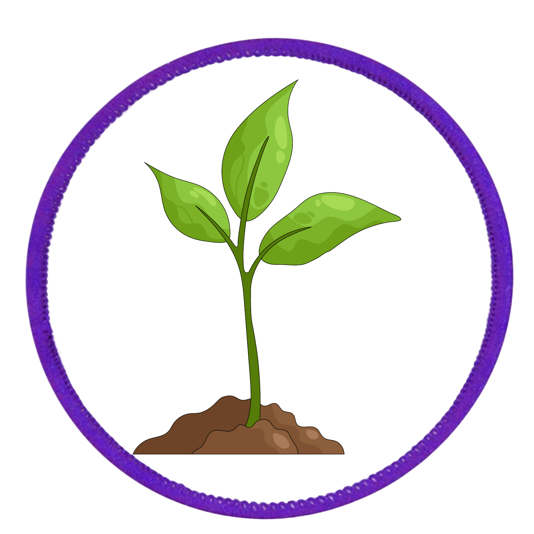 Earth Advocate Badge Illustration of a green plant with a blue circular border on a white background