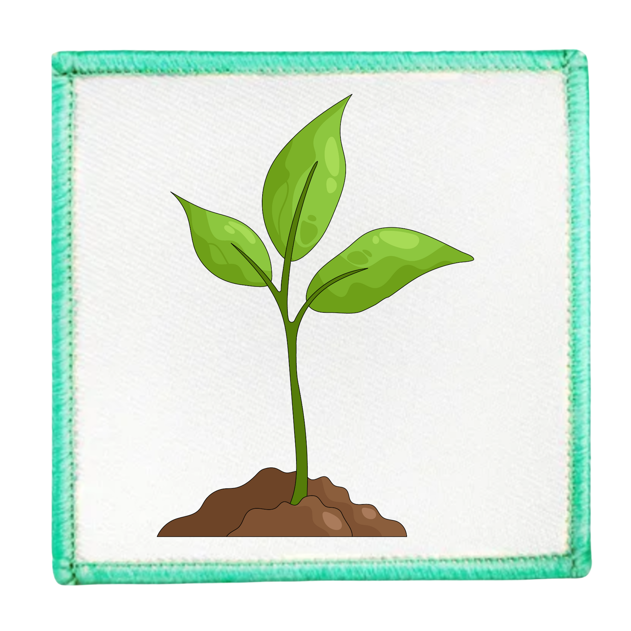 Earth Advocate Badge Illustration of a green plant with a blue circular border on a white background