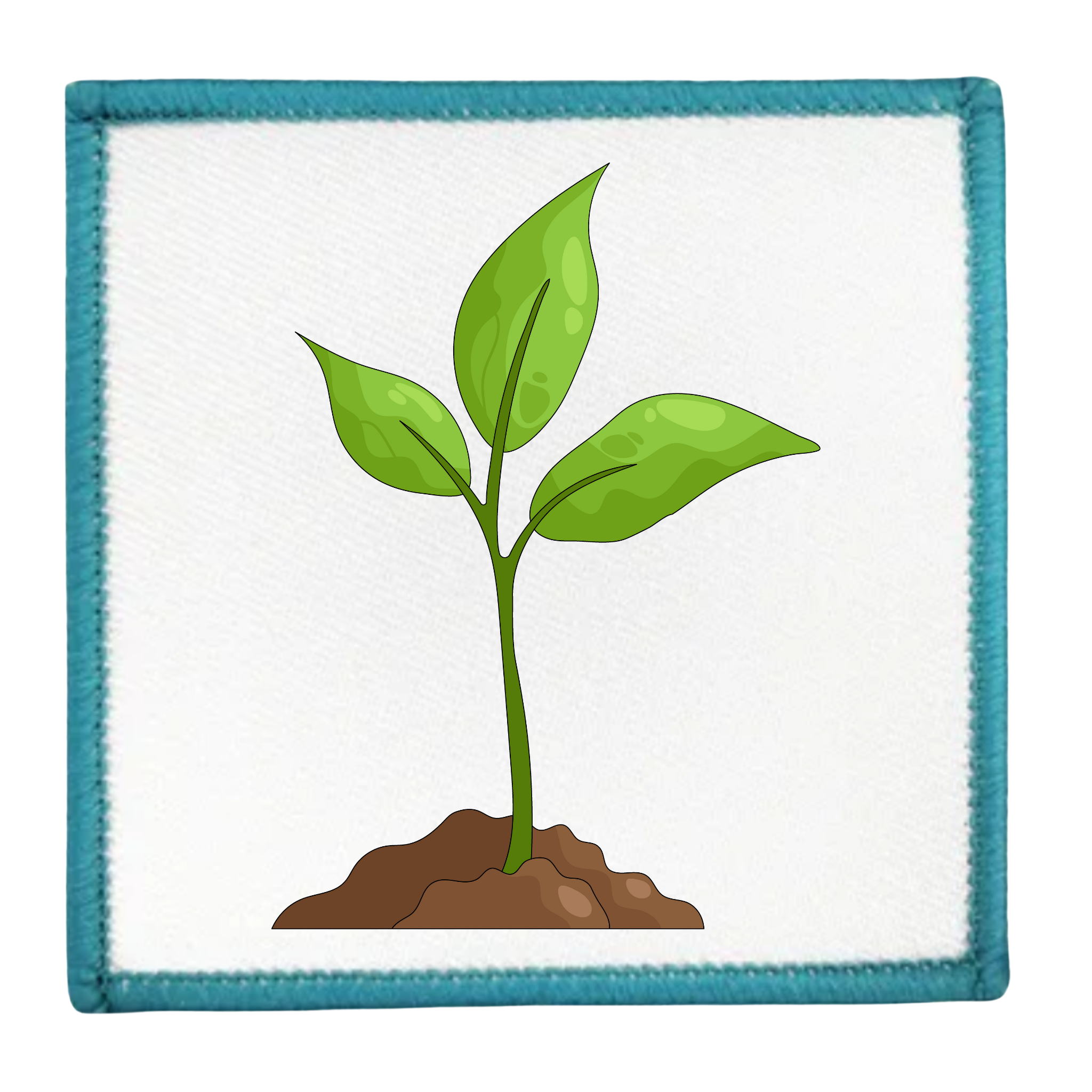 Earth Advocate Badge Illustration of a green plant with a blue circular border on a white background