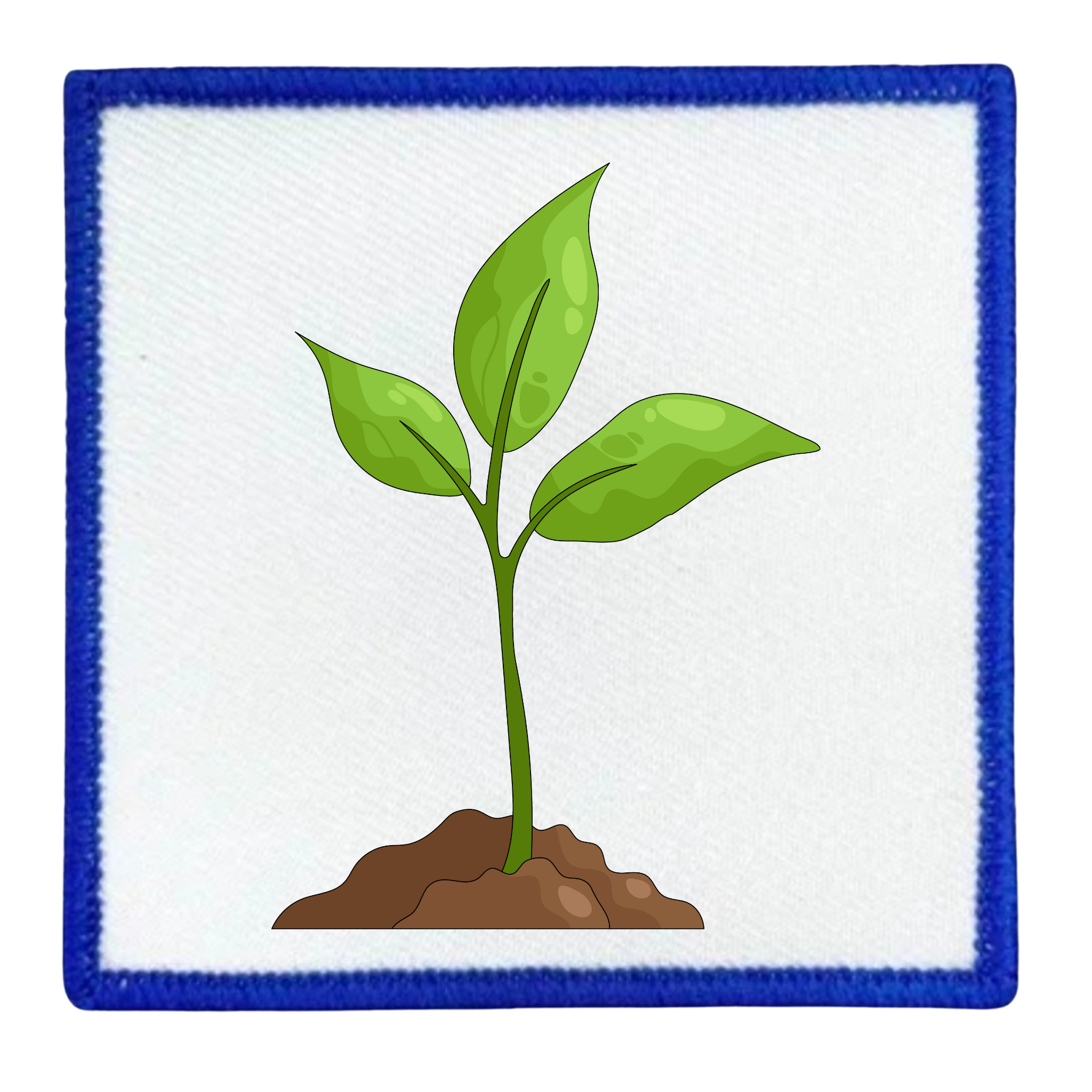Earth Advocate Badge Illustration of a green plant with a blue circular border on a white background