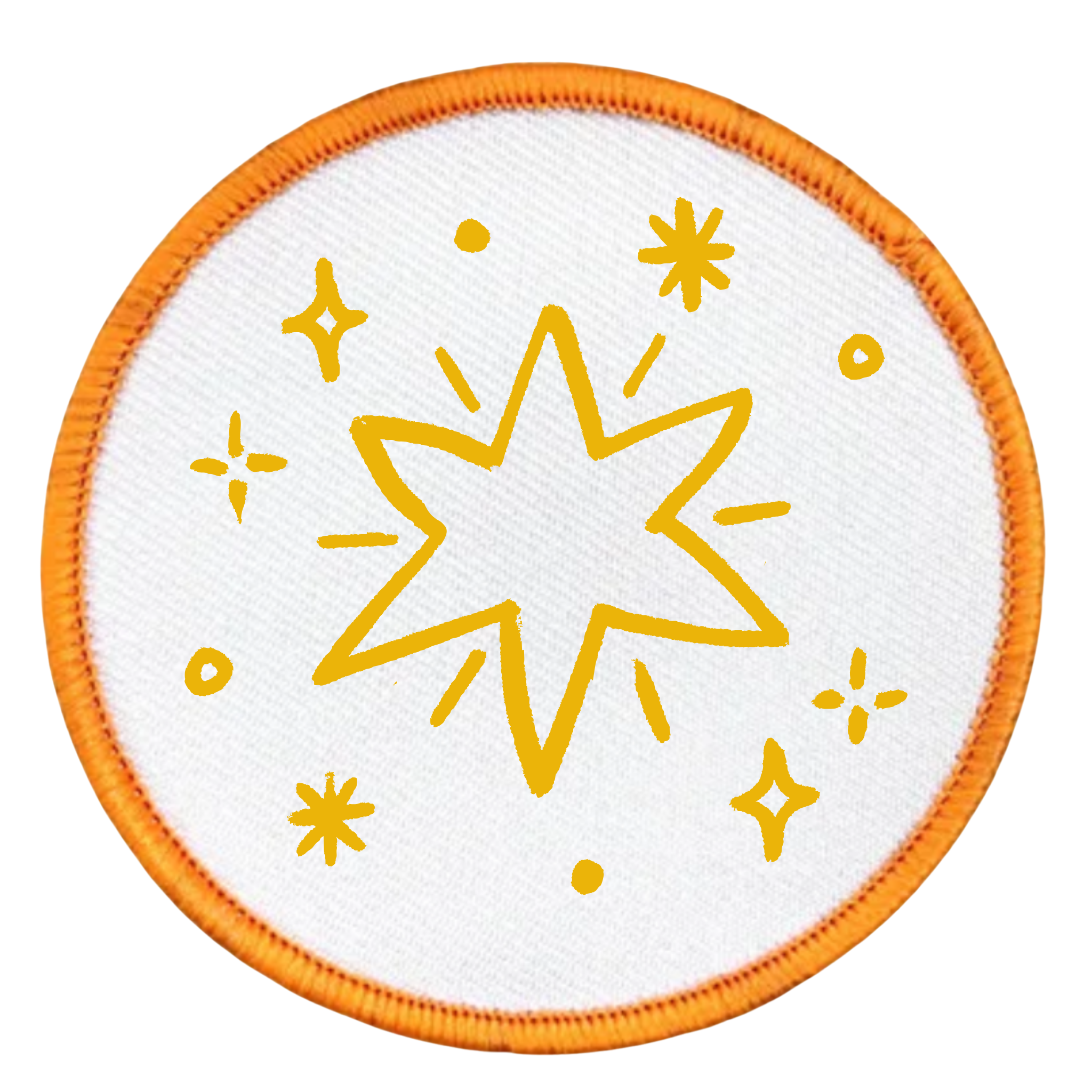 Holiday Helper Badge Round patch with yellow star design and teal border on white background