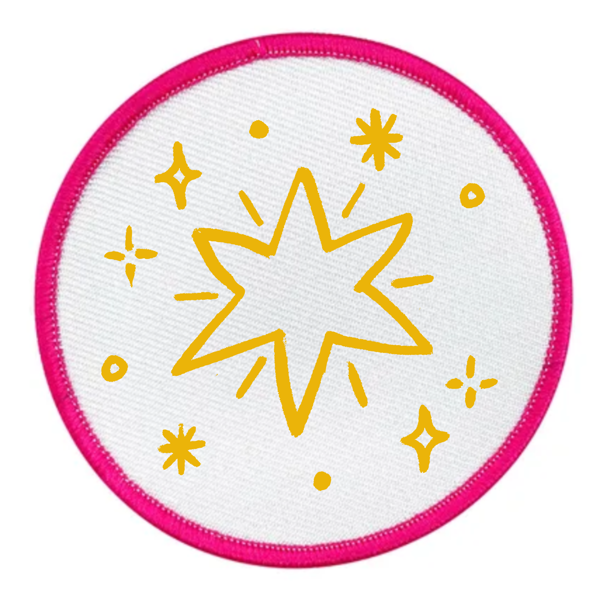 Holiday Helper Badge Round patch with yellow star design and teal border on white background