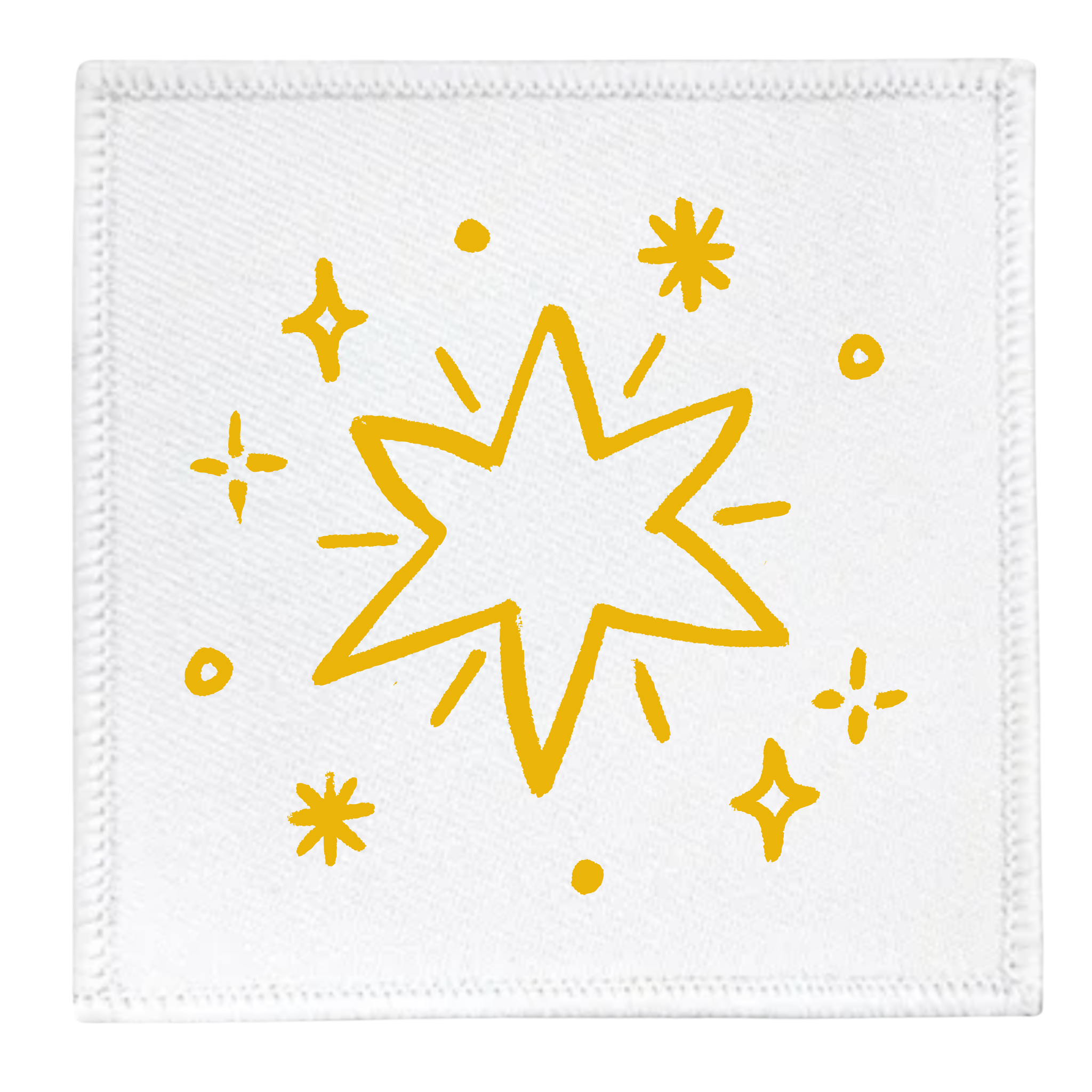 Holiday Helper Badge Round patch with yellow star design and teal border on white background