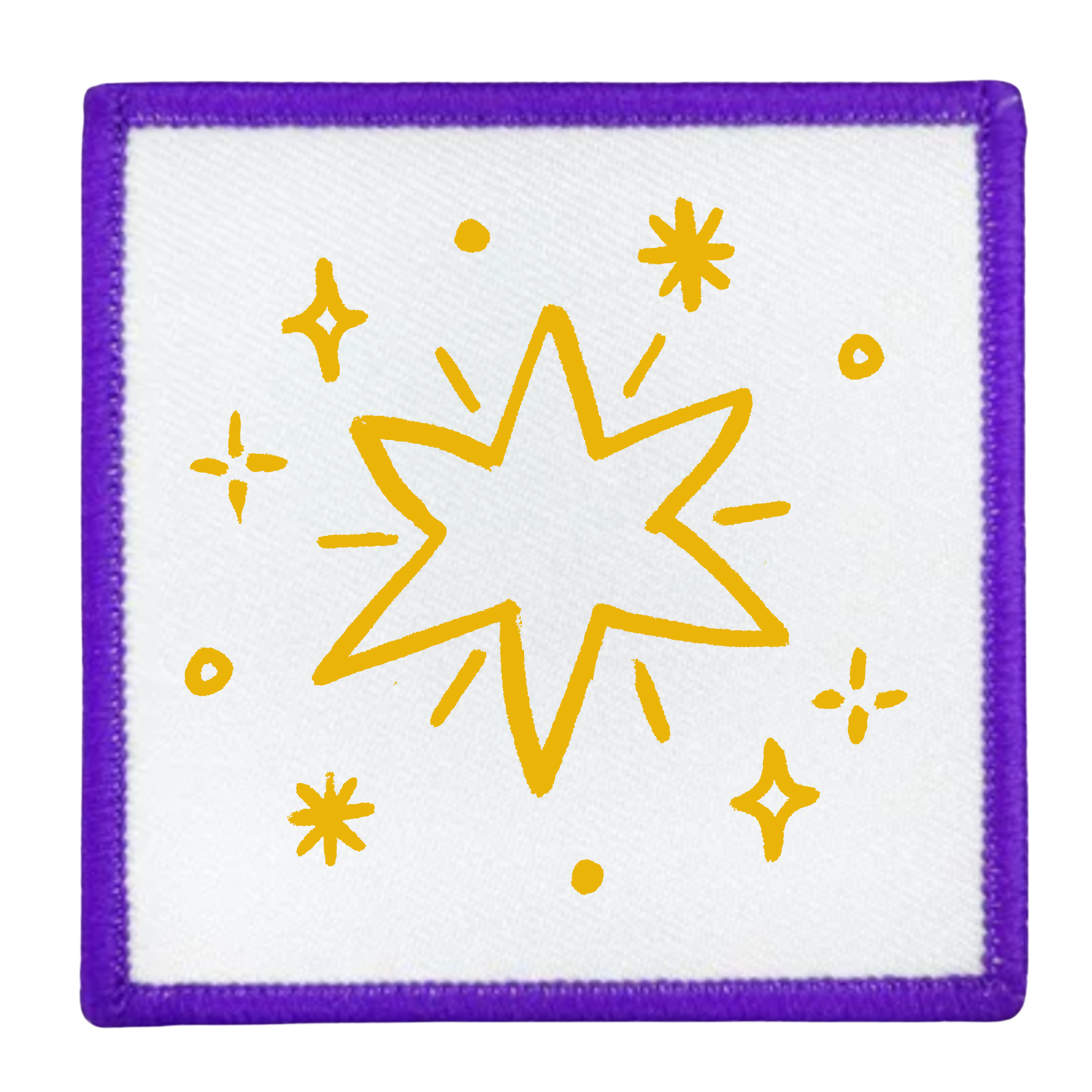 Holiday Helper Badge Round patch with yellow star design and teal border on white background