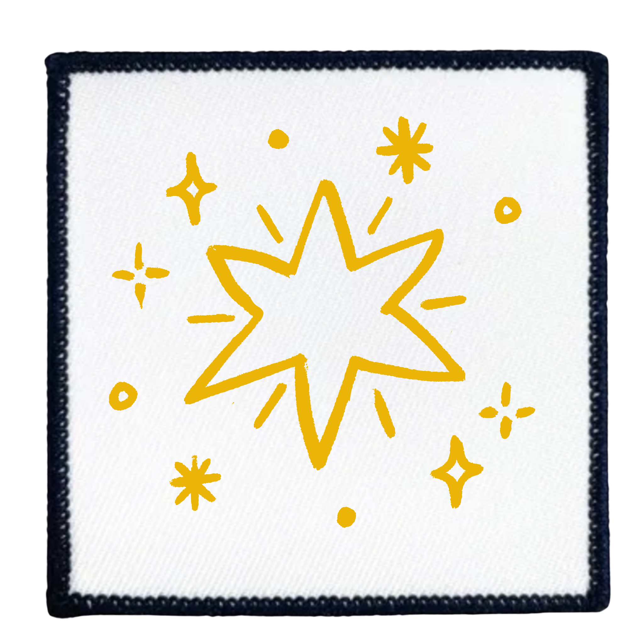Holiday Helper Badge Round patch with yellow star design and teal border on white background