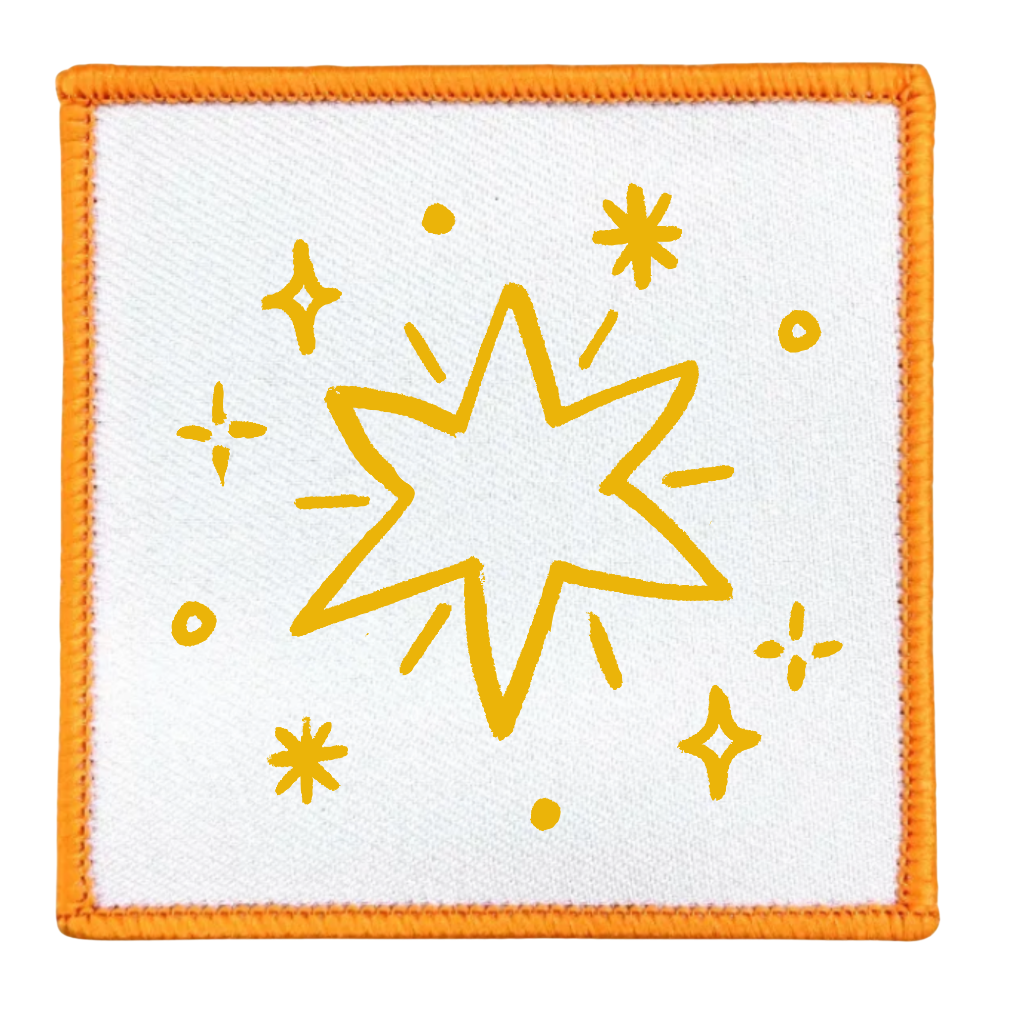 Holiday Helper Badge Round patch with yellow star design and teal border on white background