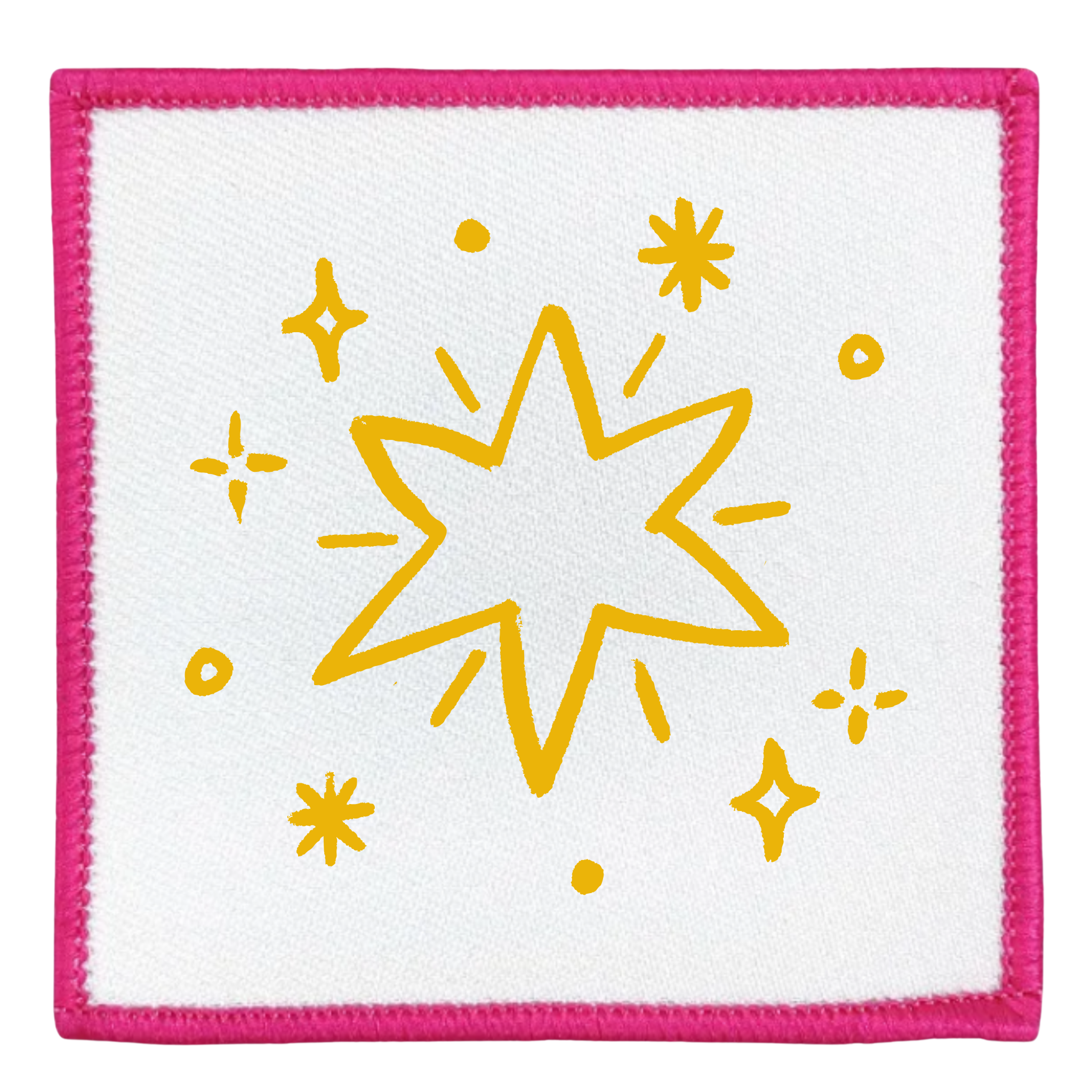 Holiday Helper Badge Round patch with yellow star design and teal border on white background