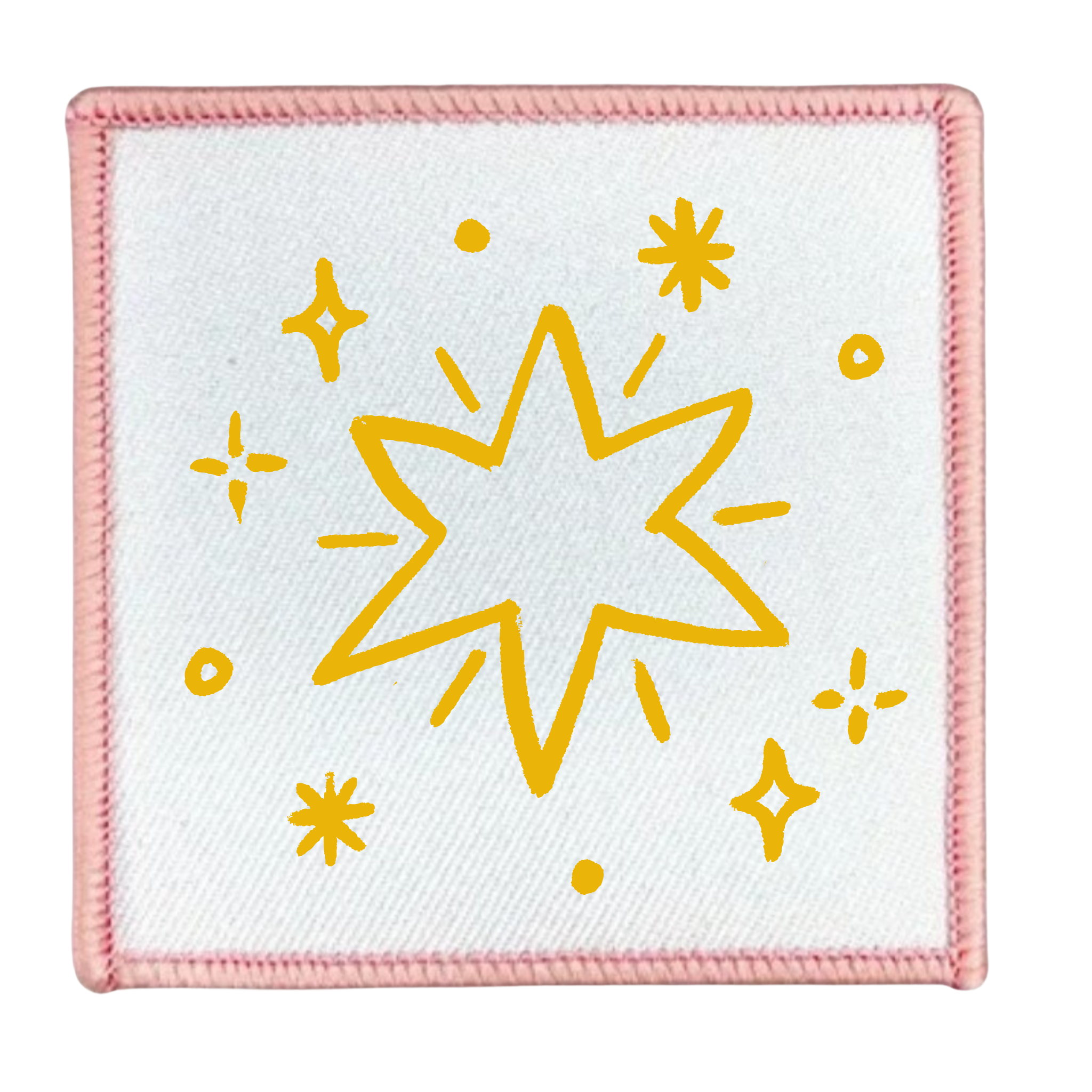 Holiday Helper Badge Round patch with yellow star design and teal border on white background