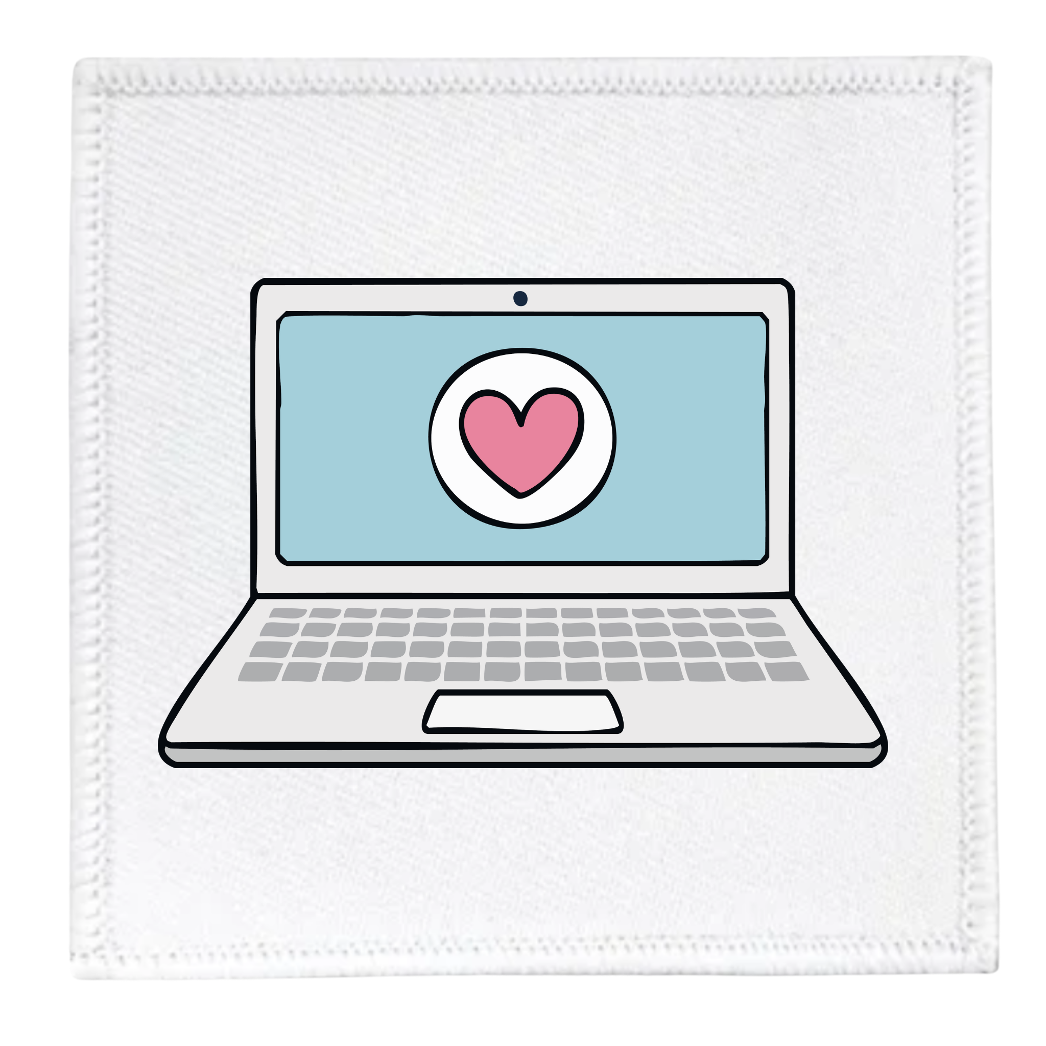 Digital Volunteer Badge Laptop with a heart on the screen inside a teal circle