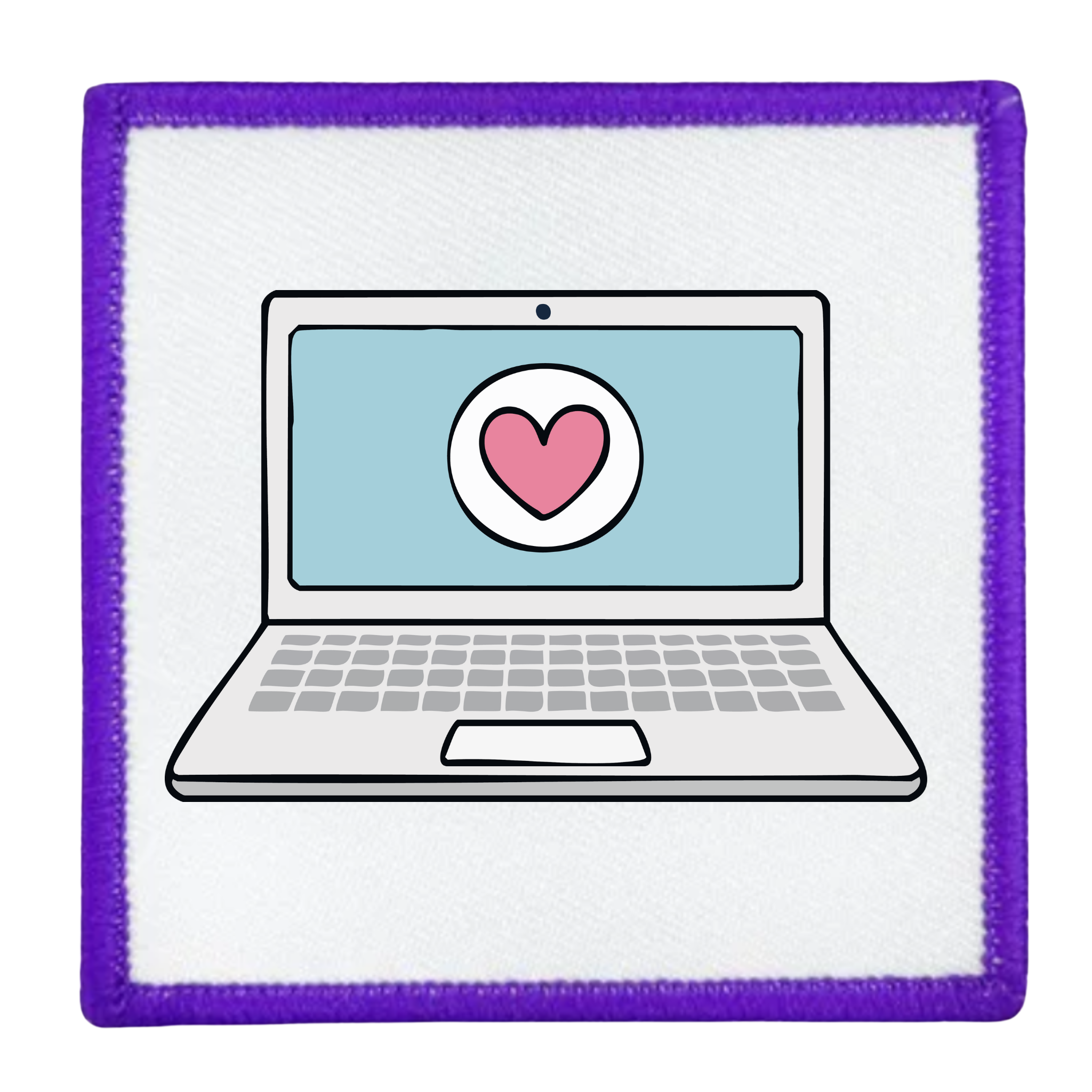 Digital Volunteer Badge Laptop with a heart on the screen inside a teal circle