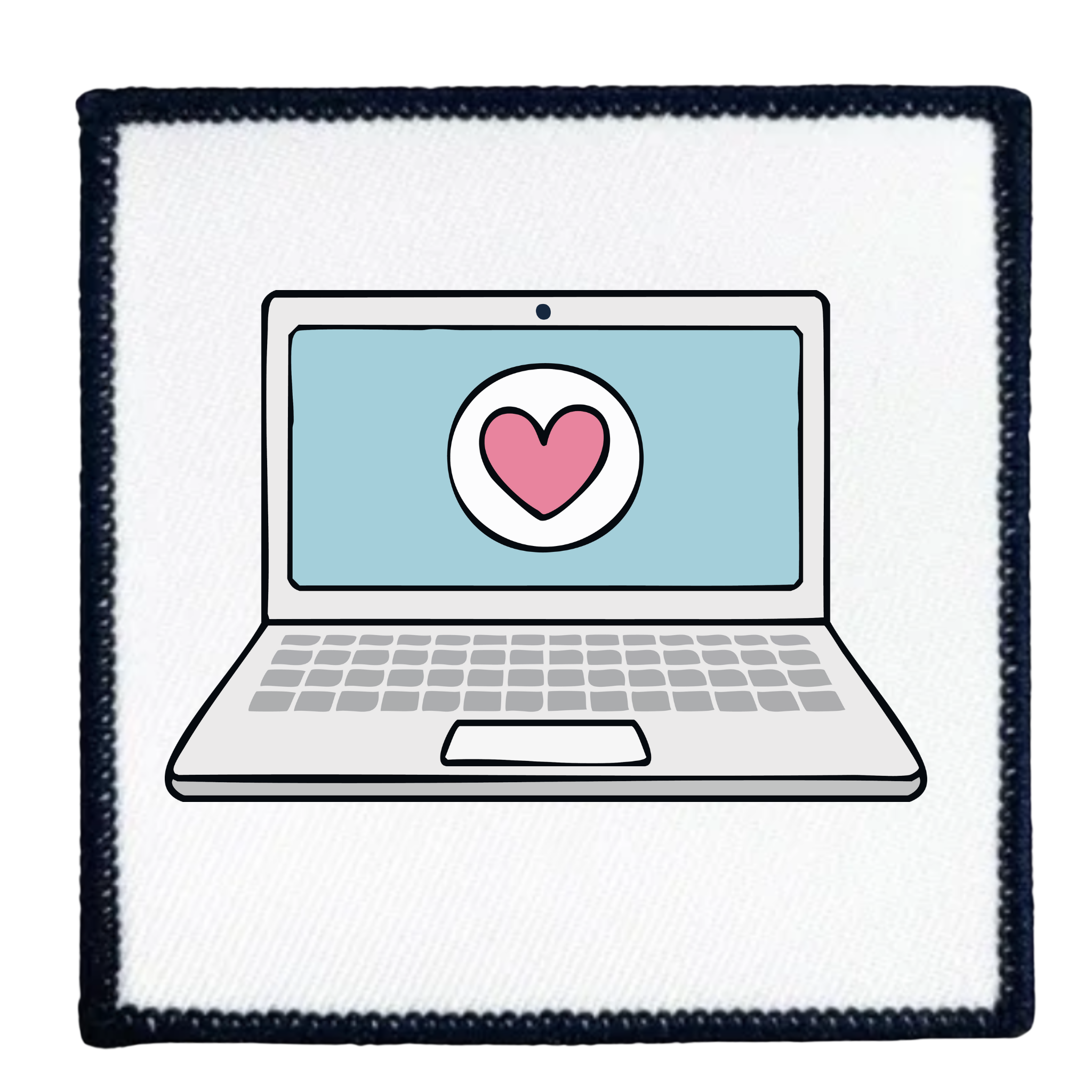 Digital Volunteer Badge Laptop with a heart on the screen inside a teal circle