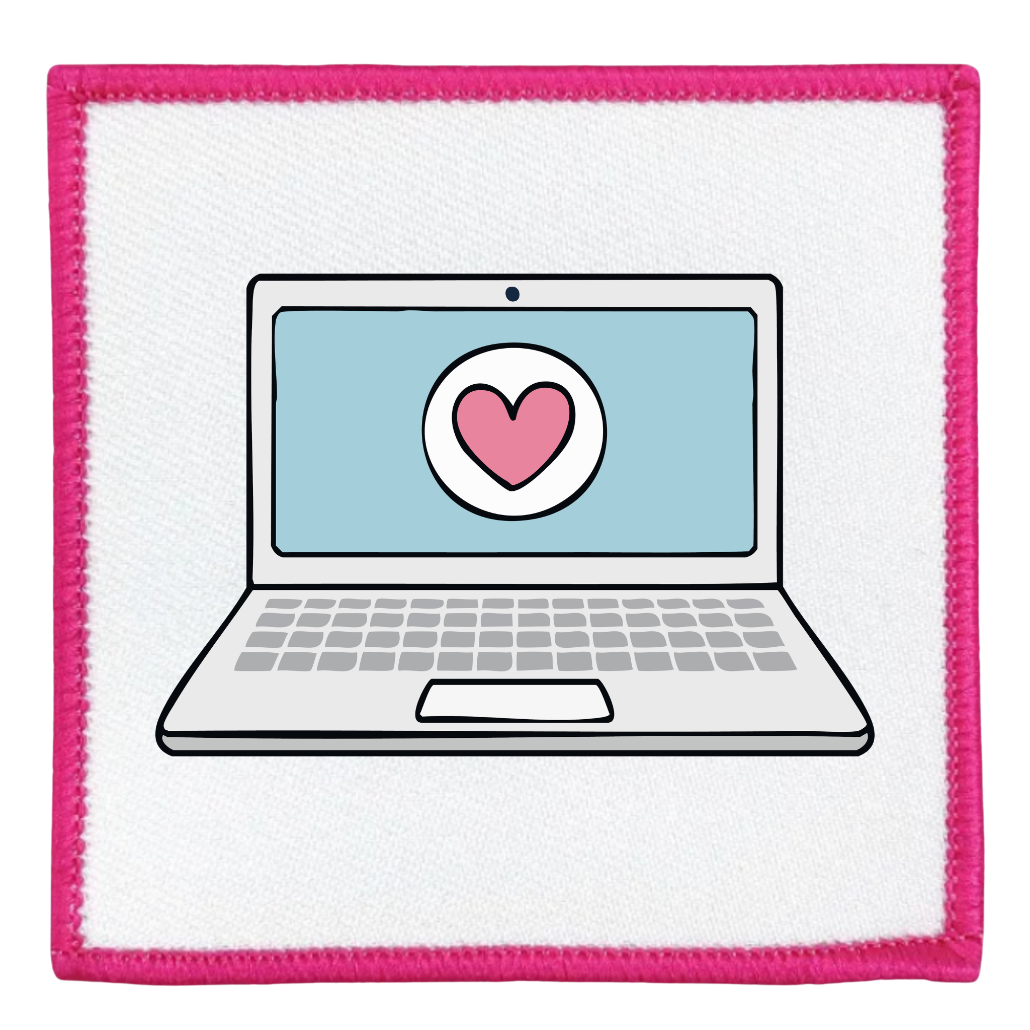 Digital Volunteer Badge Laptop with a heart on the screen inside a teal circle
