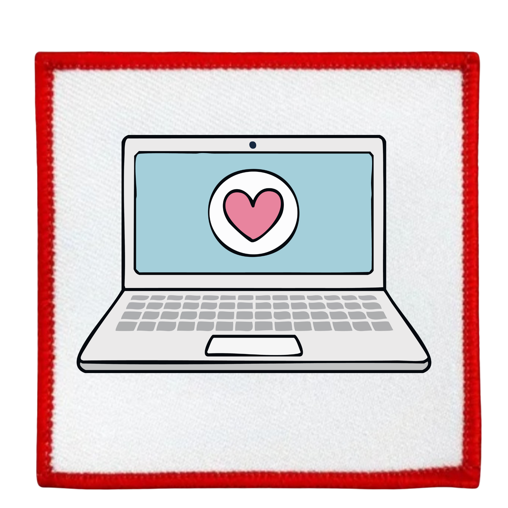 Digital Volunteer Badge Laptop with a heart on the screen inside a teal circle