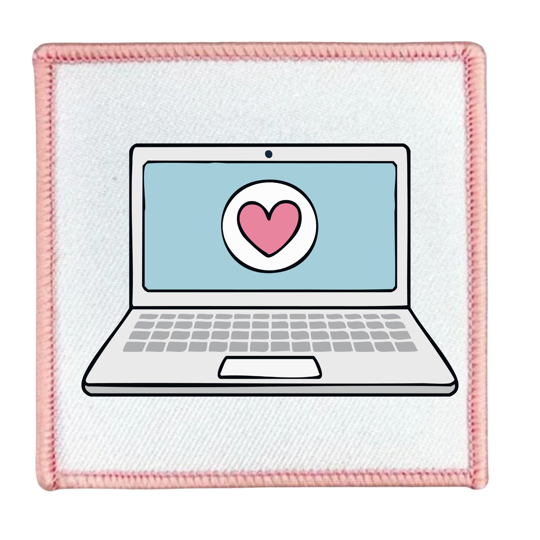 Digital Volunteer Badge Laptop with a heart on the screen inside a teal circle