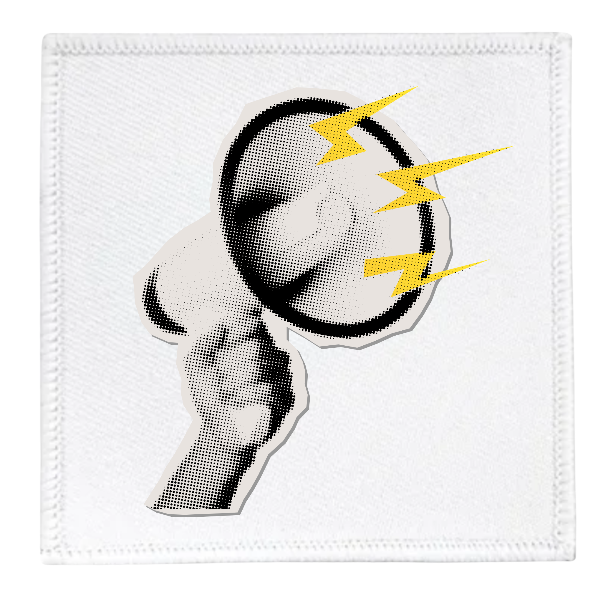 Awareness Advocate Badge Patch of a whistle with yellow lightning bolts on a white background