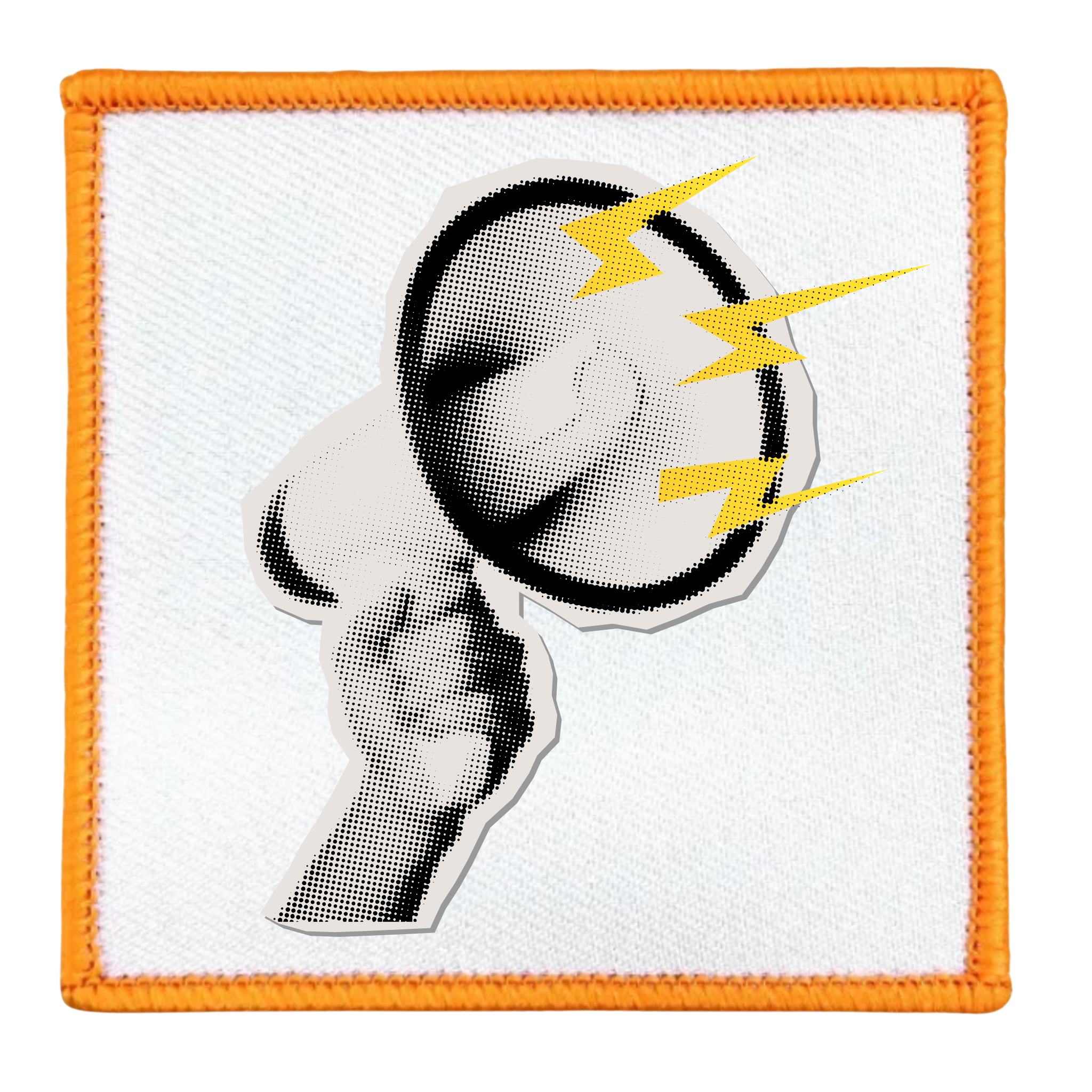 Awareness Advocate Badge Patch of a whistle with yellow lightning bolts on a white background