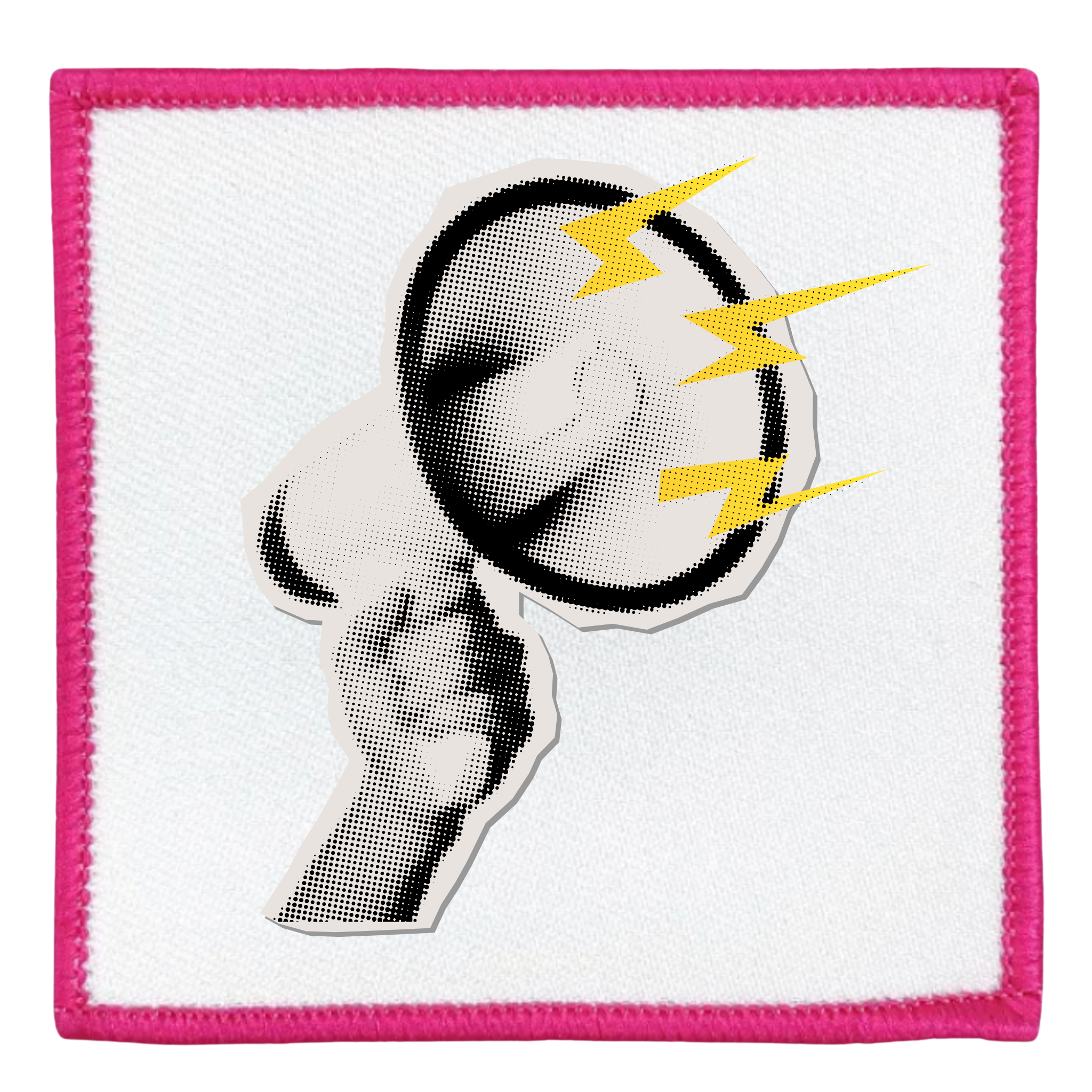 Awareness Advocate Badge Patch of a whistle with yellow lightning bolts on a white background