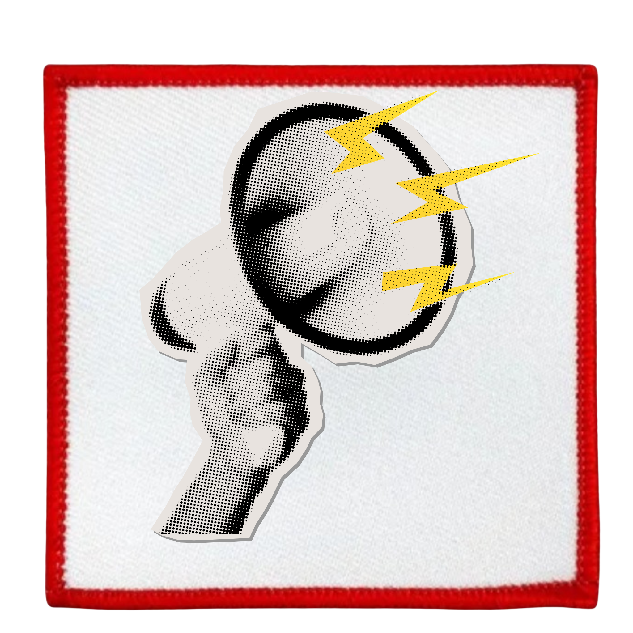 Awareness Advocate Badge Patch of a whistle with yellow lightning bolts on a white background