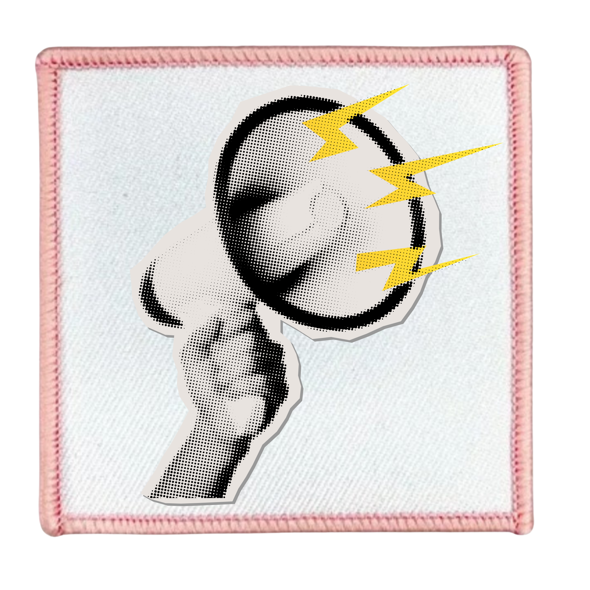 Awareness Advocate Badge Patch of a whistle with yellow lightning bolts on a white background