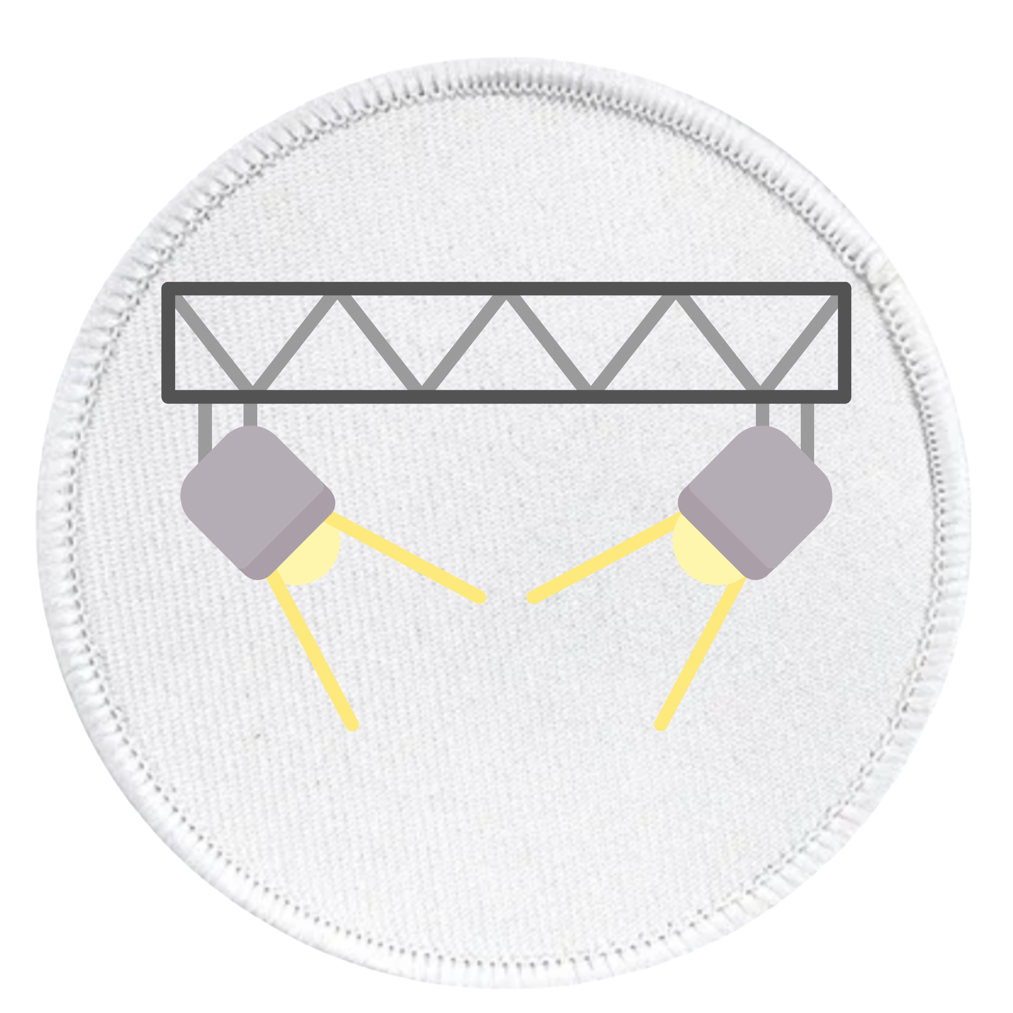 Monthly Spotlight Badge Icon of a stage light rig with two spotlights on a white background