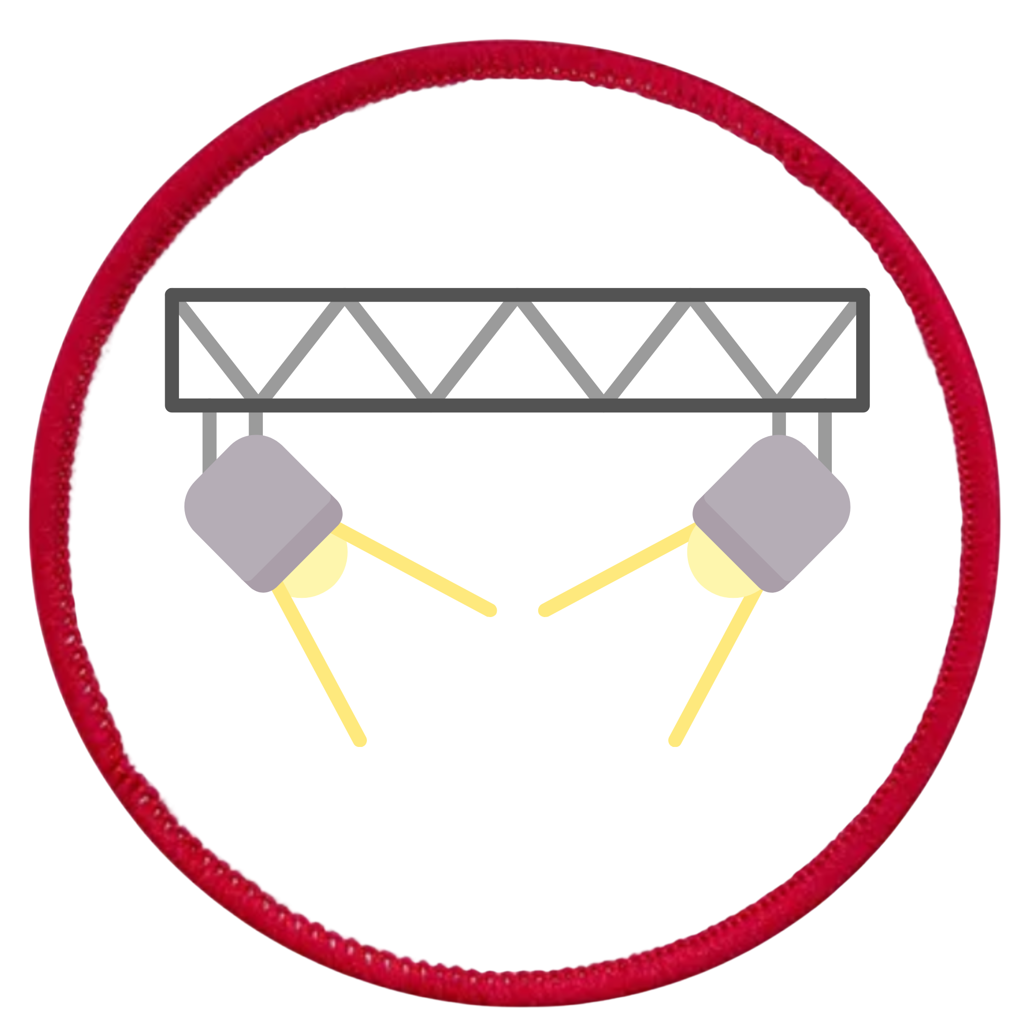 Monthly Spotlight Badge Icon of a stage light rig with two spotlights on a white background