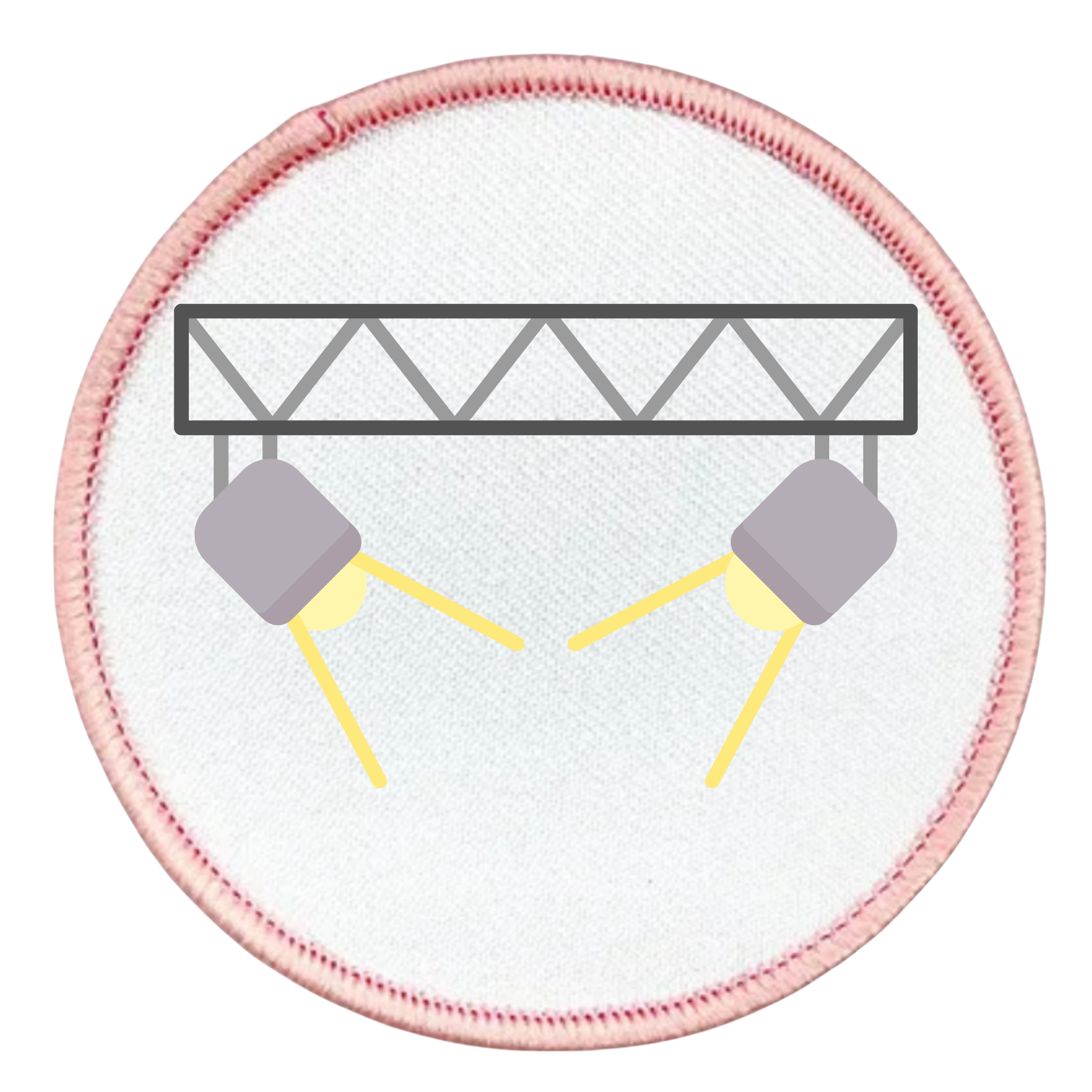 Monthly Spotlight Badge Icon of a stage light rig with two spotlights on a white background