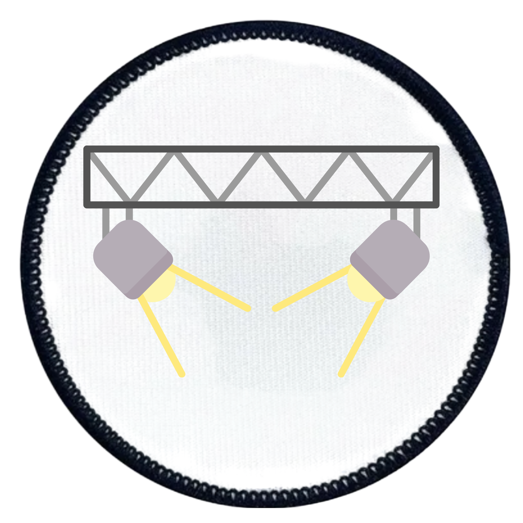 Monthly Spotlight Badge Icon of a stage light rig with two spotlights on a white background