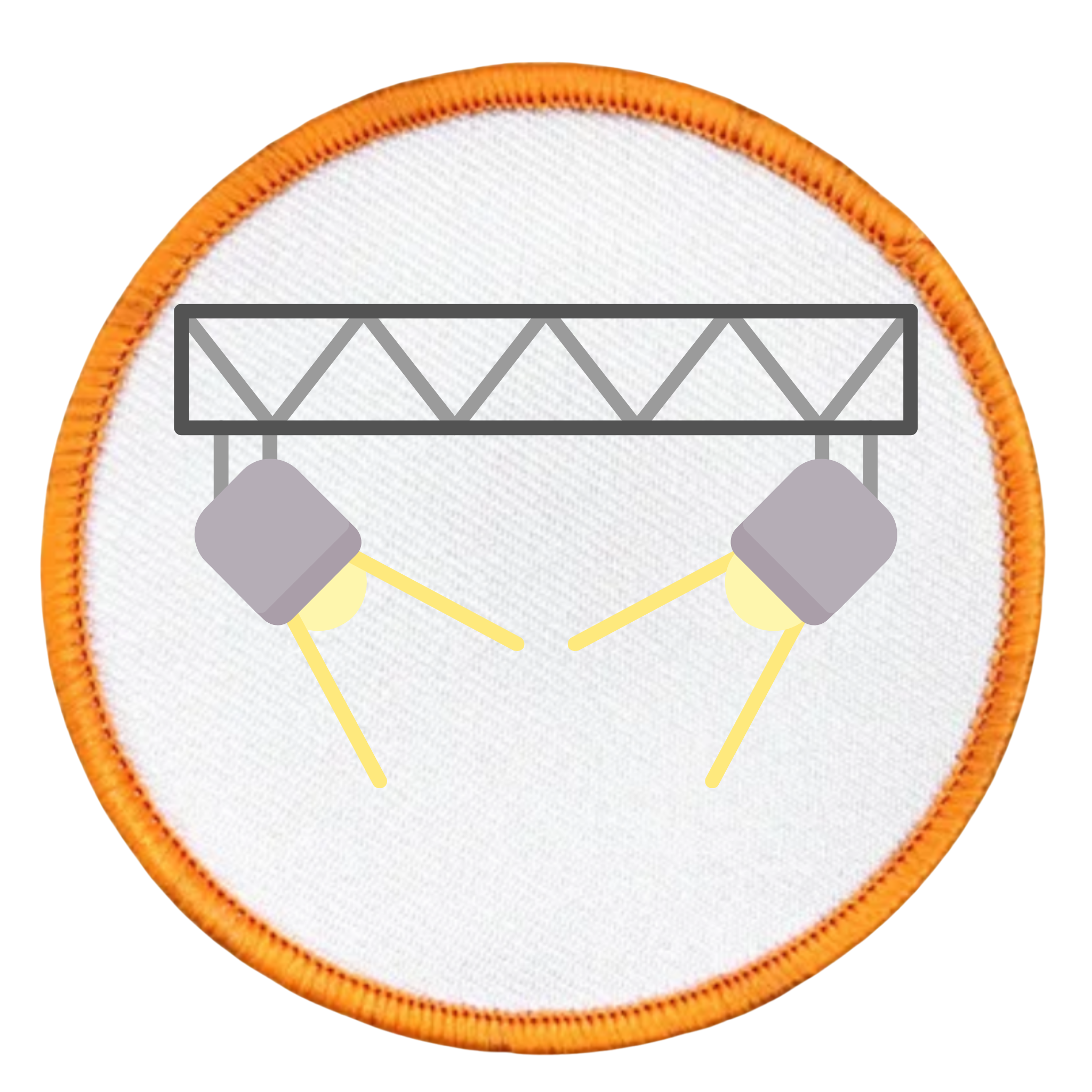 Monthly Spotlight Badge Icon of a stage light rig with two spotlights on a white background
