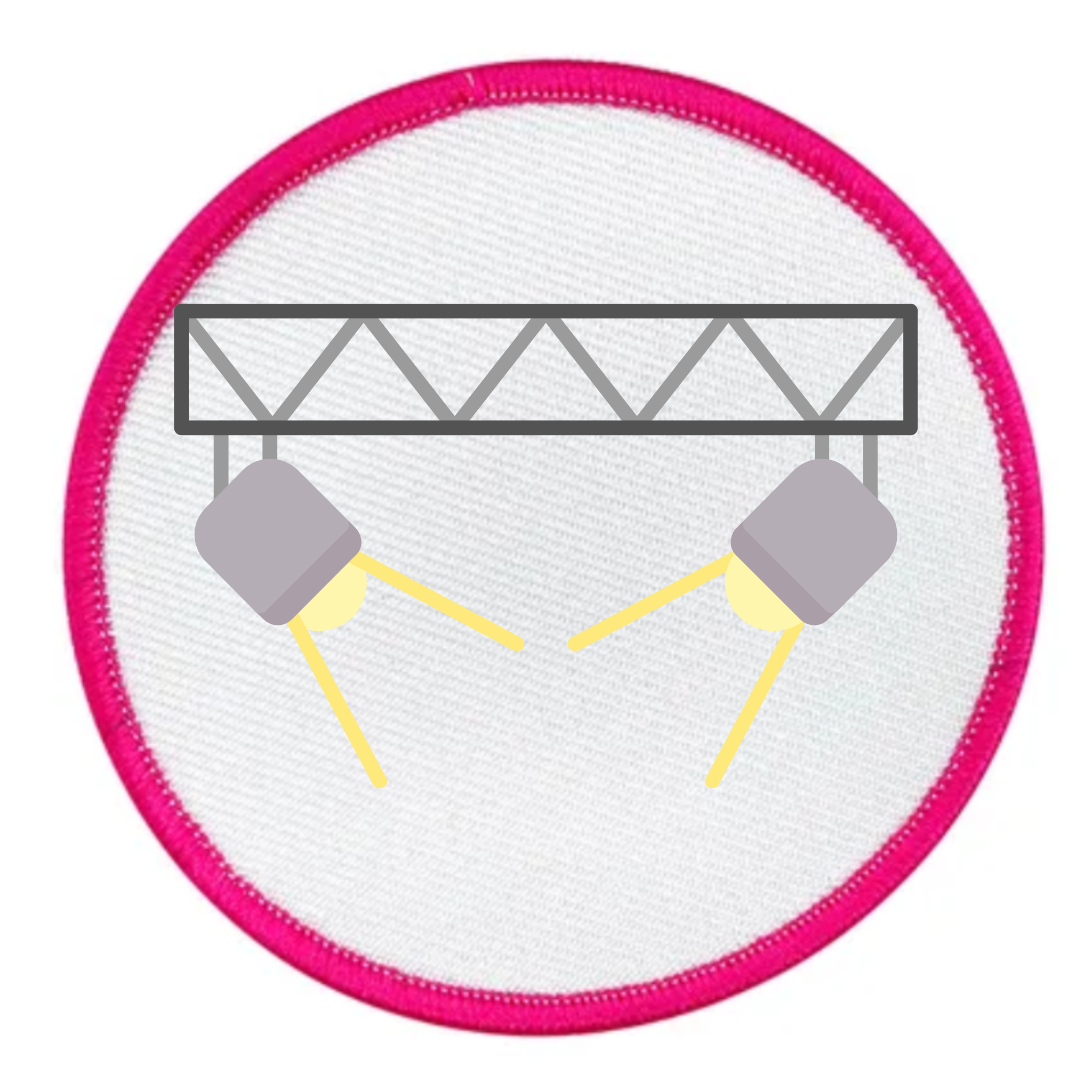 Monthly Spotlight Badge Icon of a stage light rig with two spotlights on a white background