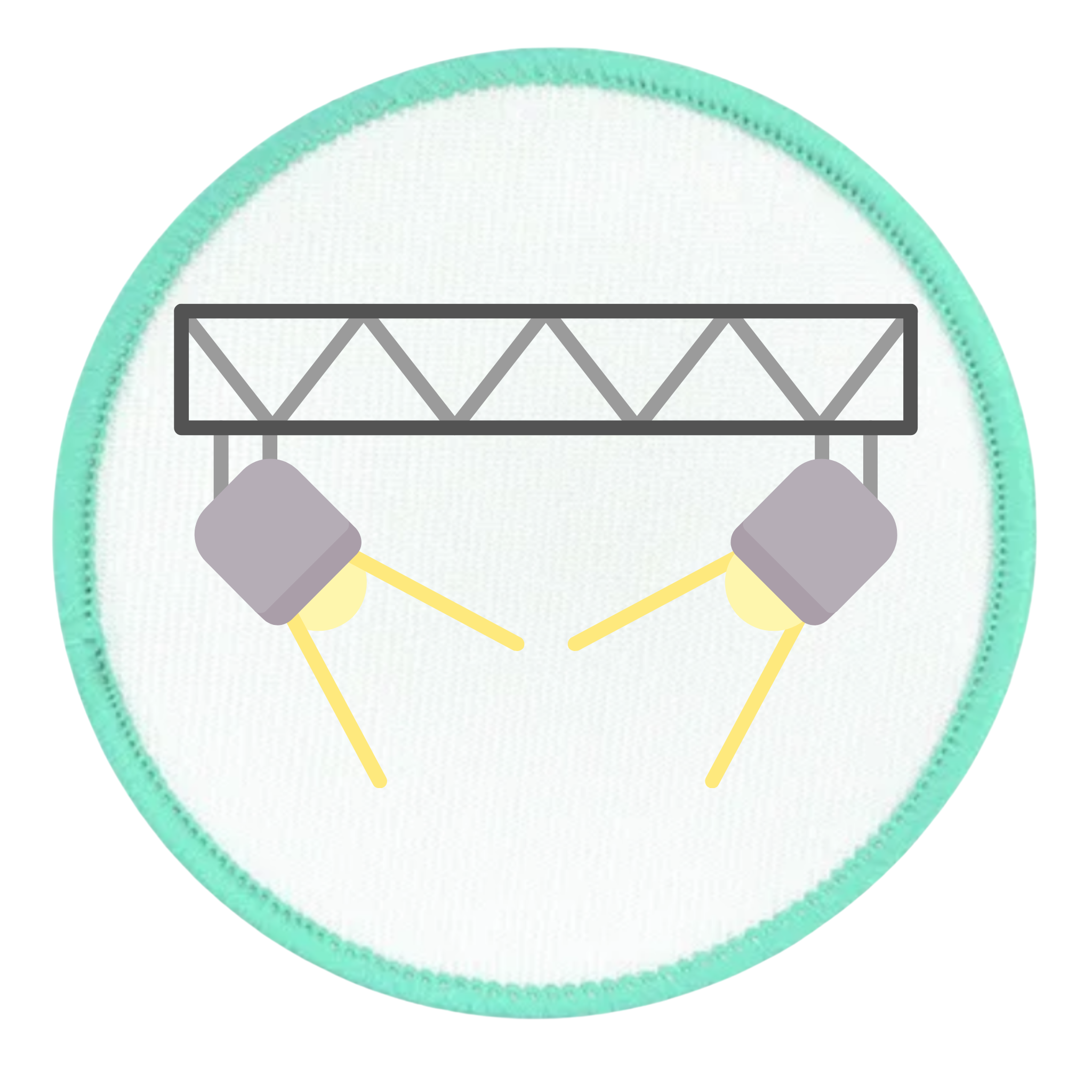 Monthly Spotlight Badge Icon of a stage light rig with two spotlights on a white background