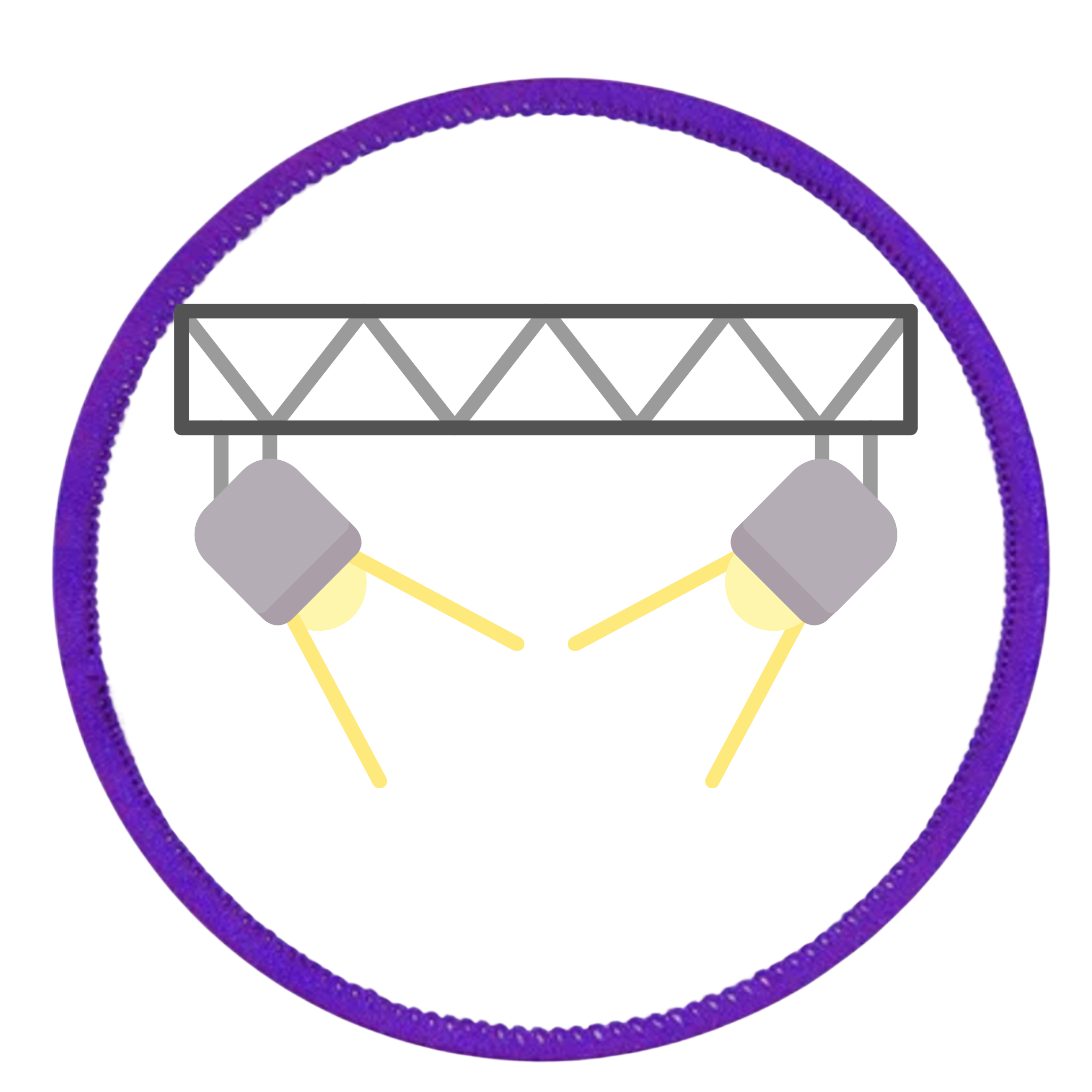 Monthly Spotlight Badge Icon of a stage light rig with two spotlights on a white background