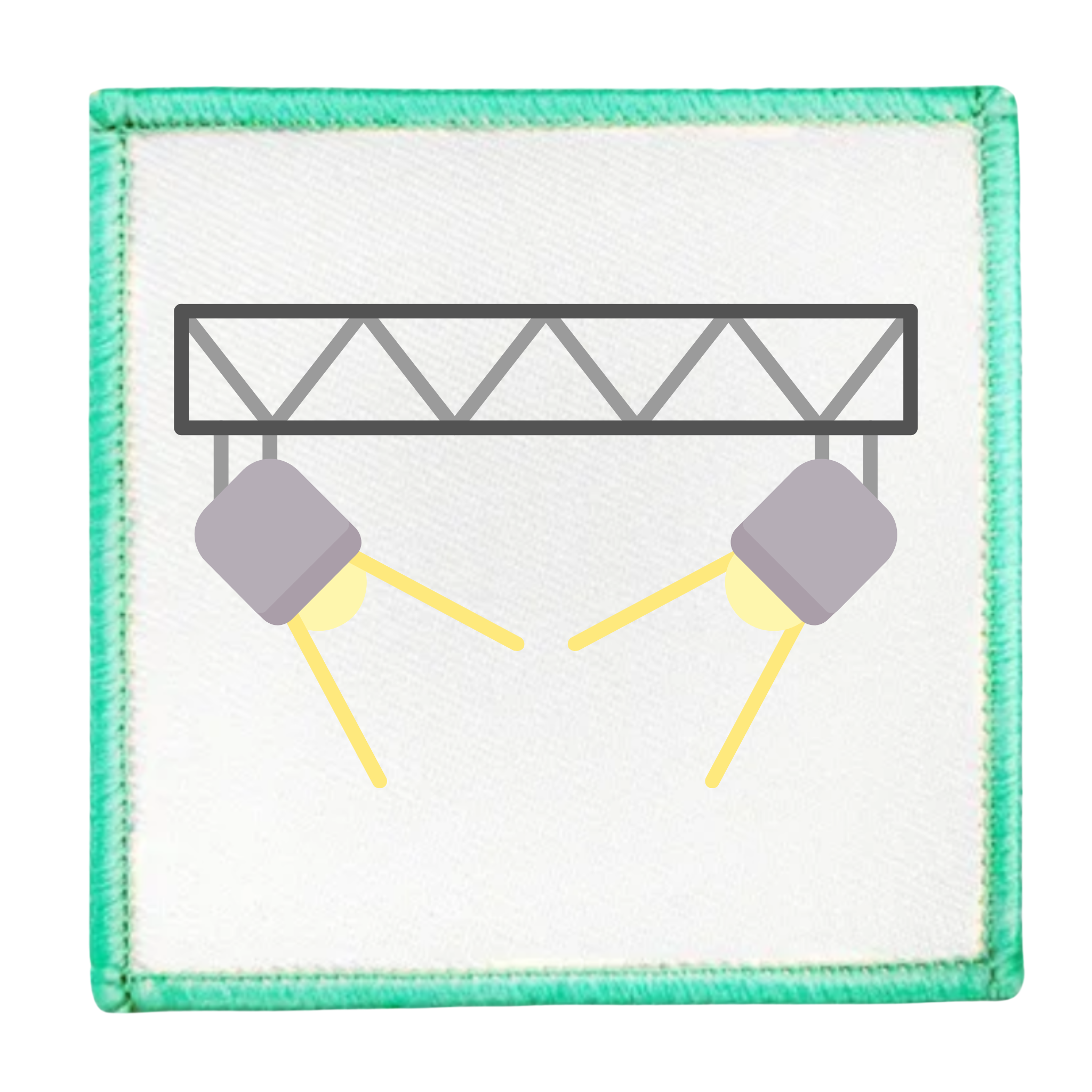 Monthly Spotlight Badge Icon of a stage light rig with two spotlights on a white background